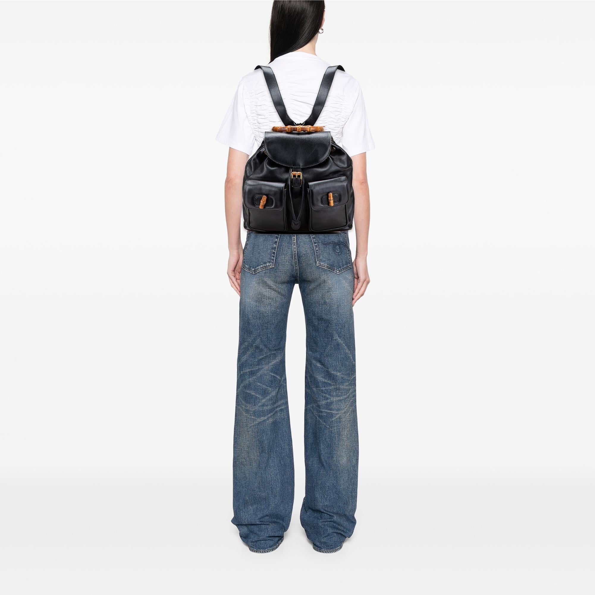 Gucci Calfskin Bamboo Drawstring Backpack
