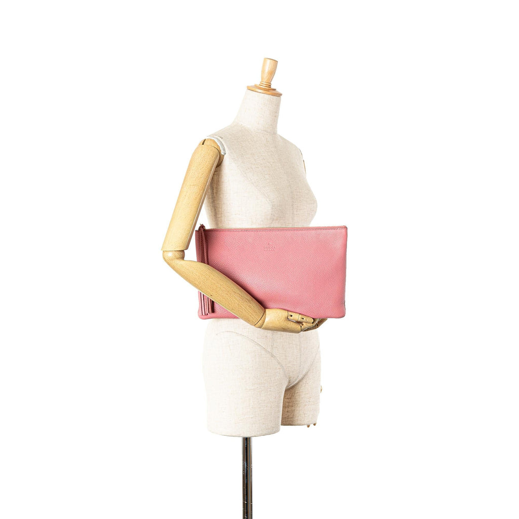 Gucci Calfskin Bamboo Tassel Clutch