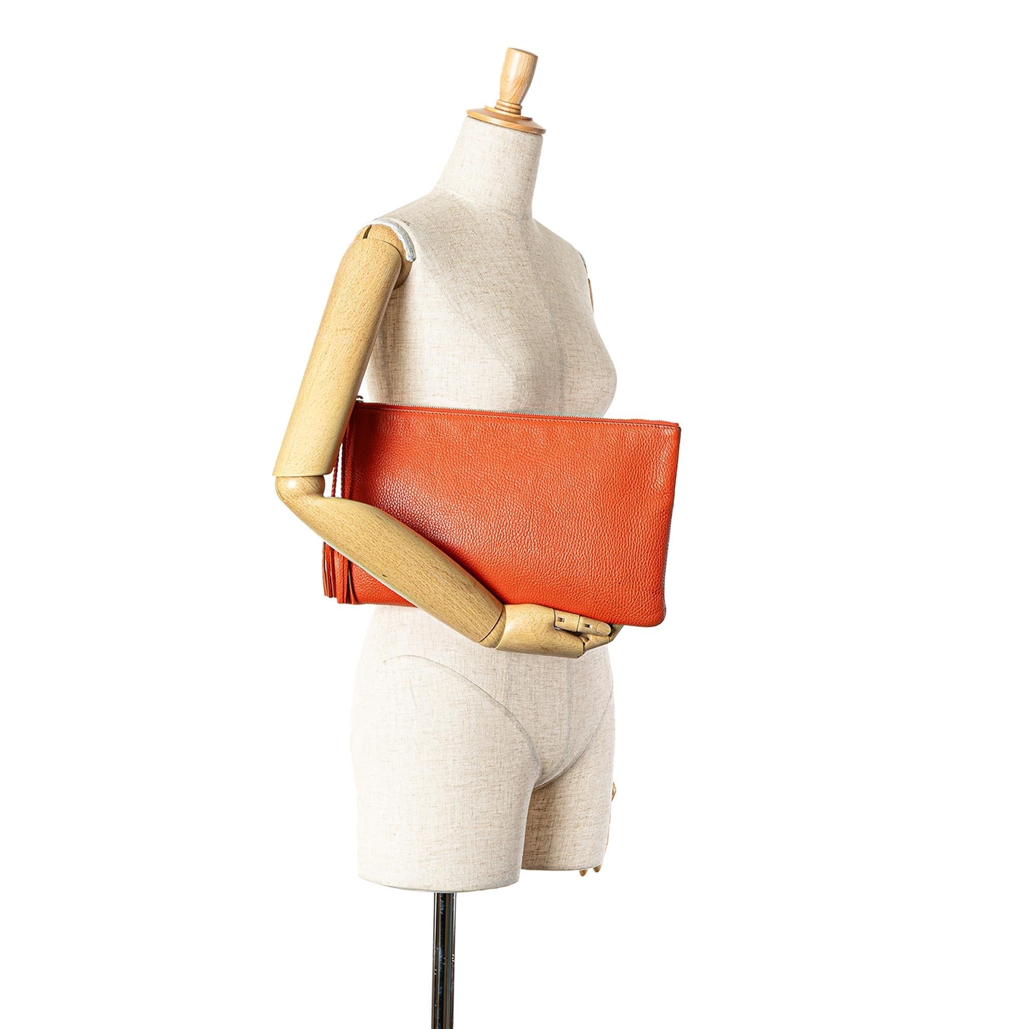 Gucci Calfskin Bamboo Tassel Clutch