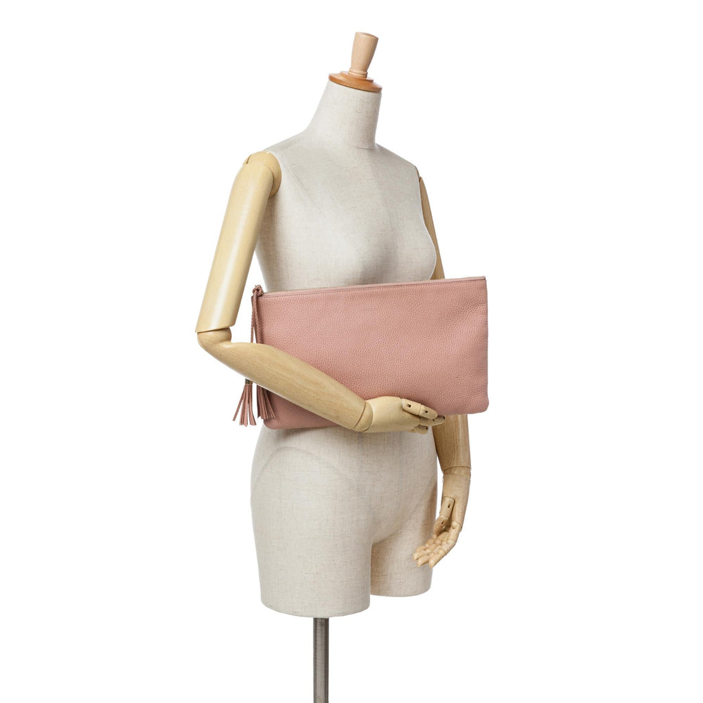 Gucci Calfskin Bamboo Tassel Clutch