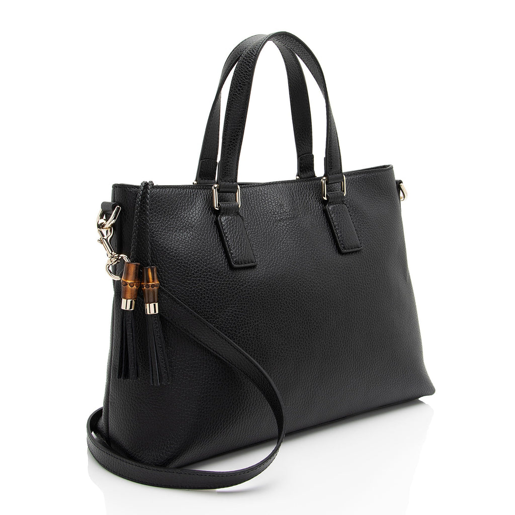 Gucci Calfskin Bamboo Tassel Tote (SHF-gWsjHp)