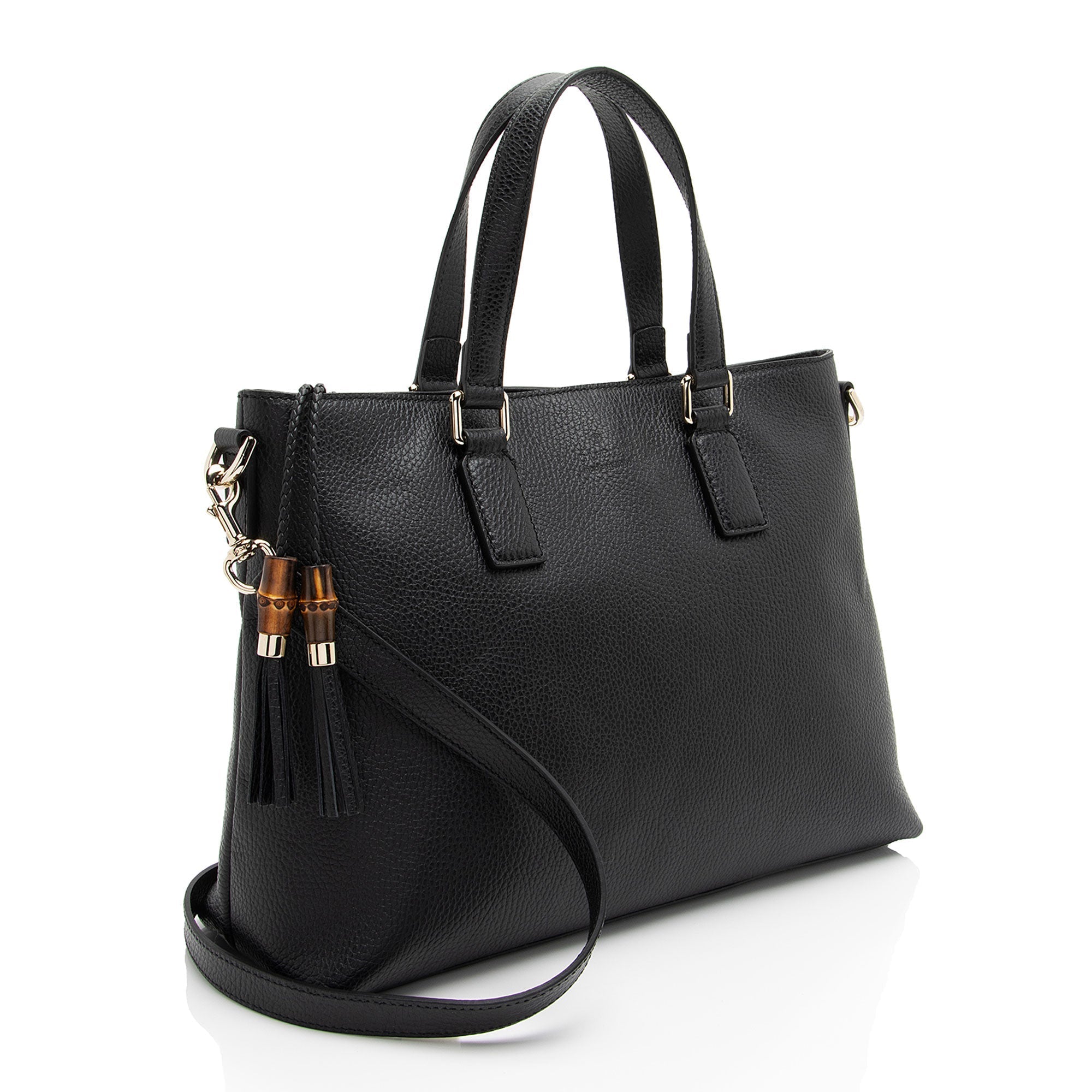 Gucci Calfskin Bamboo Tassel Tote (SHF-gWsjHp)