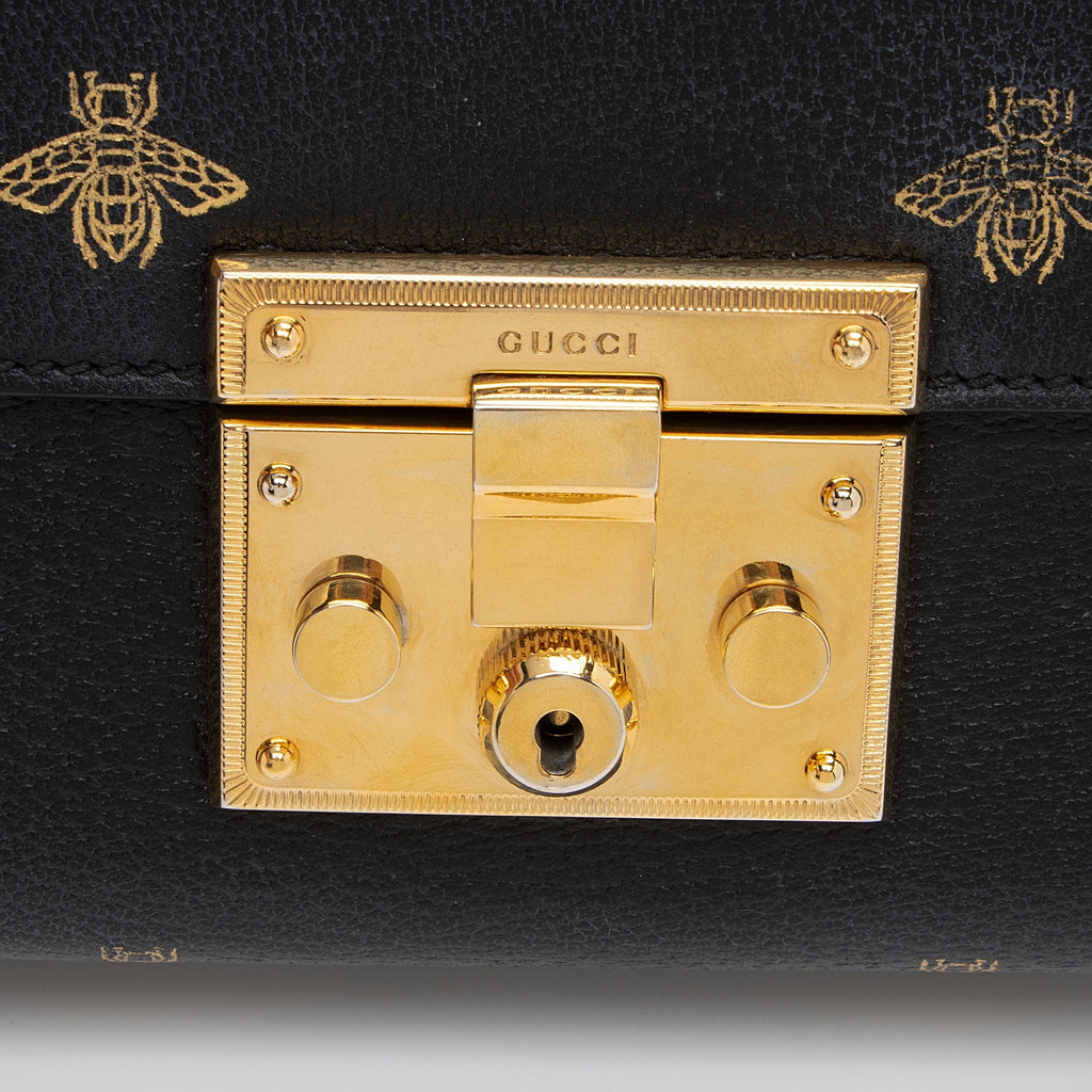 Gucci Calfskin Bee Star Padlock Small Shoulder Bag