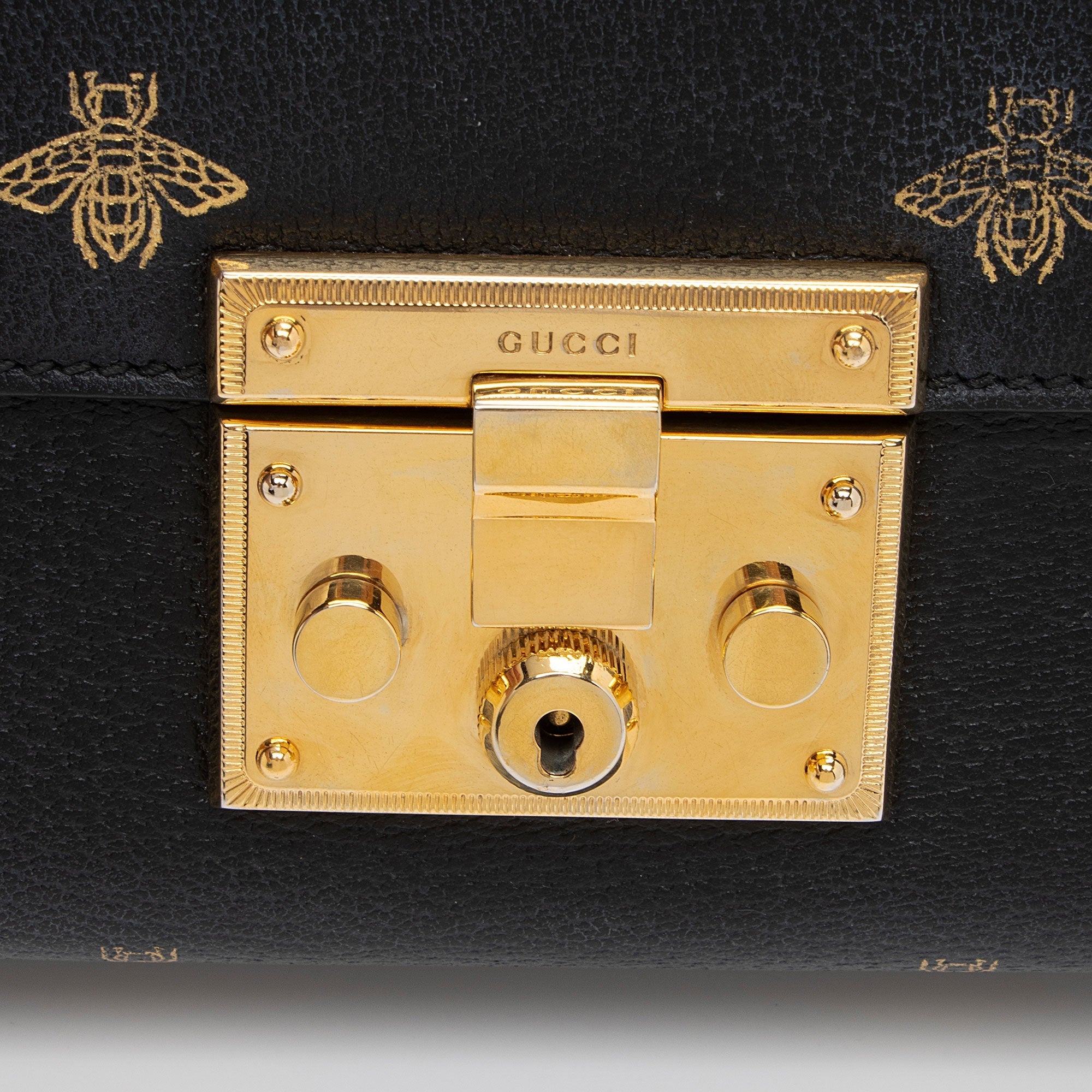 Gucci Calfskin Bee Star Padlock Small Shoulder Bag