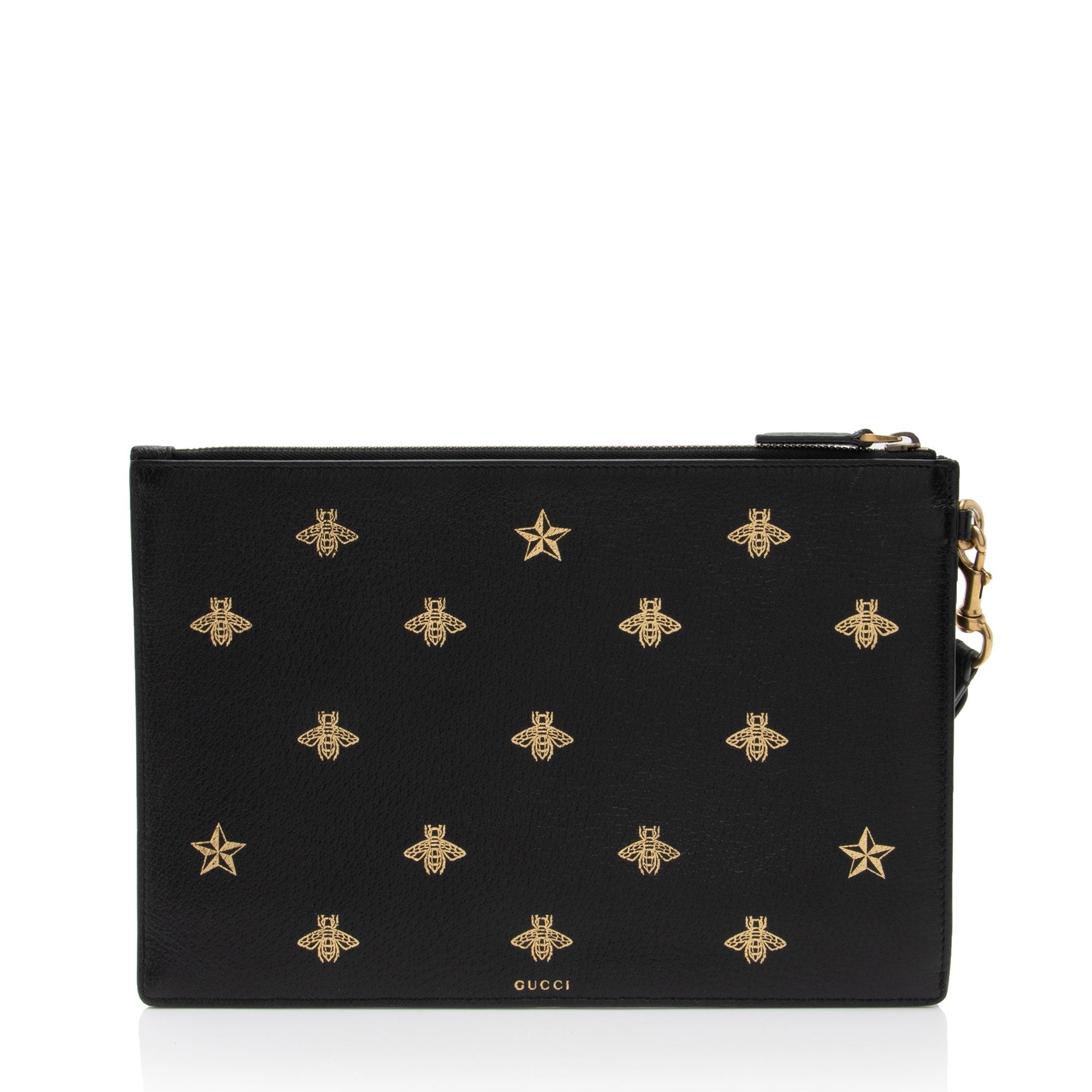 Gucci Calfskin Bee Star Wristlet (SHF-8glDSR)