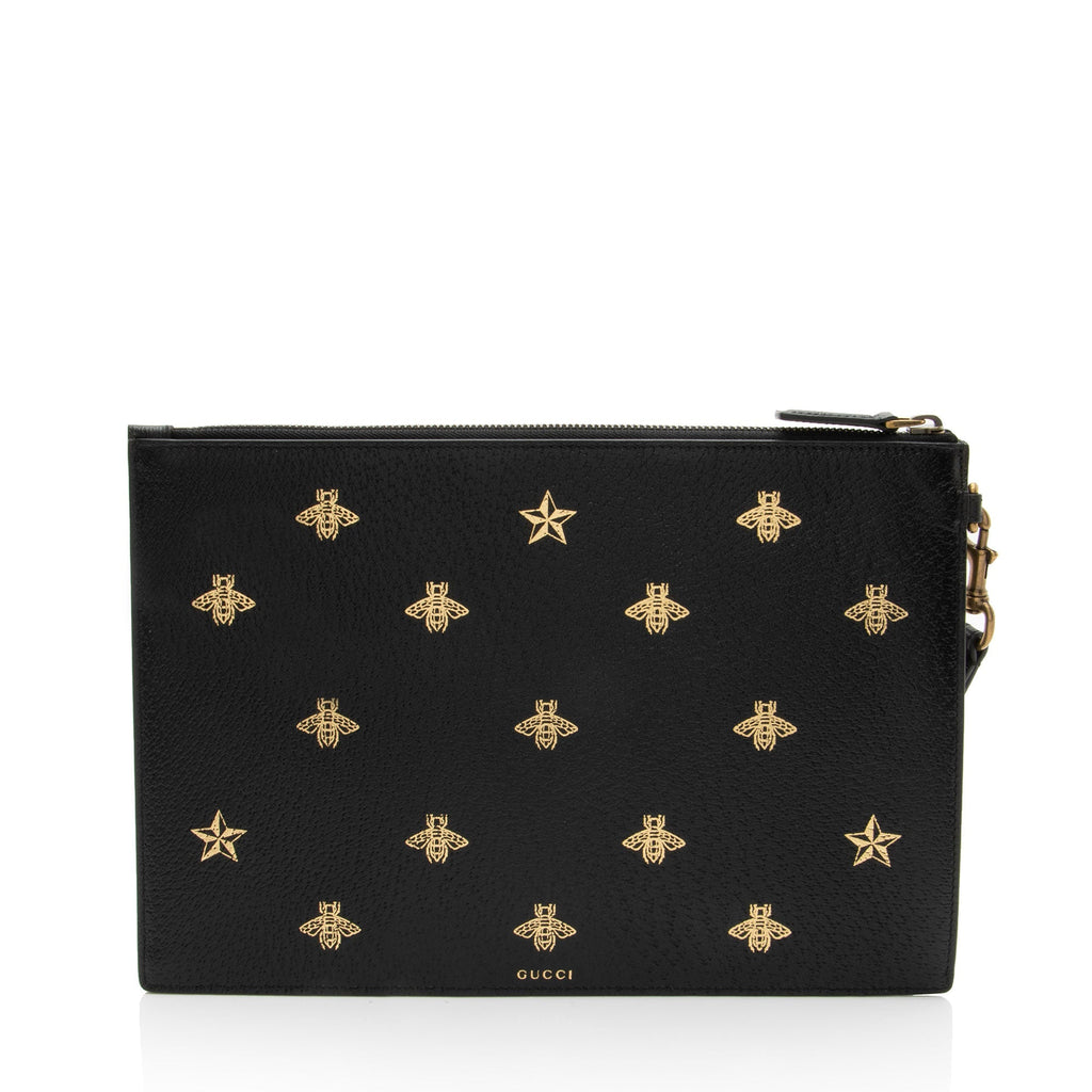 Gucci Calfskin Bee Wristlet