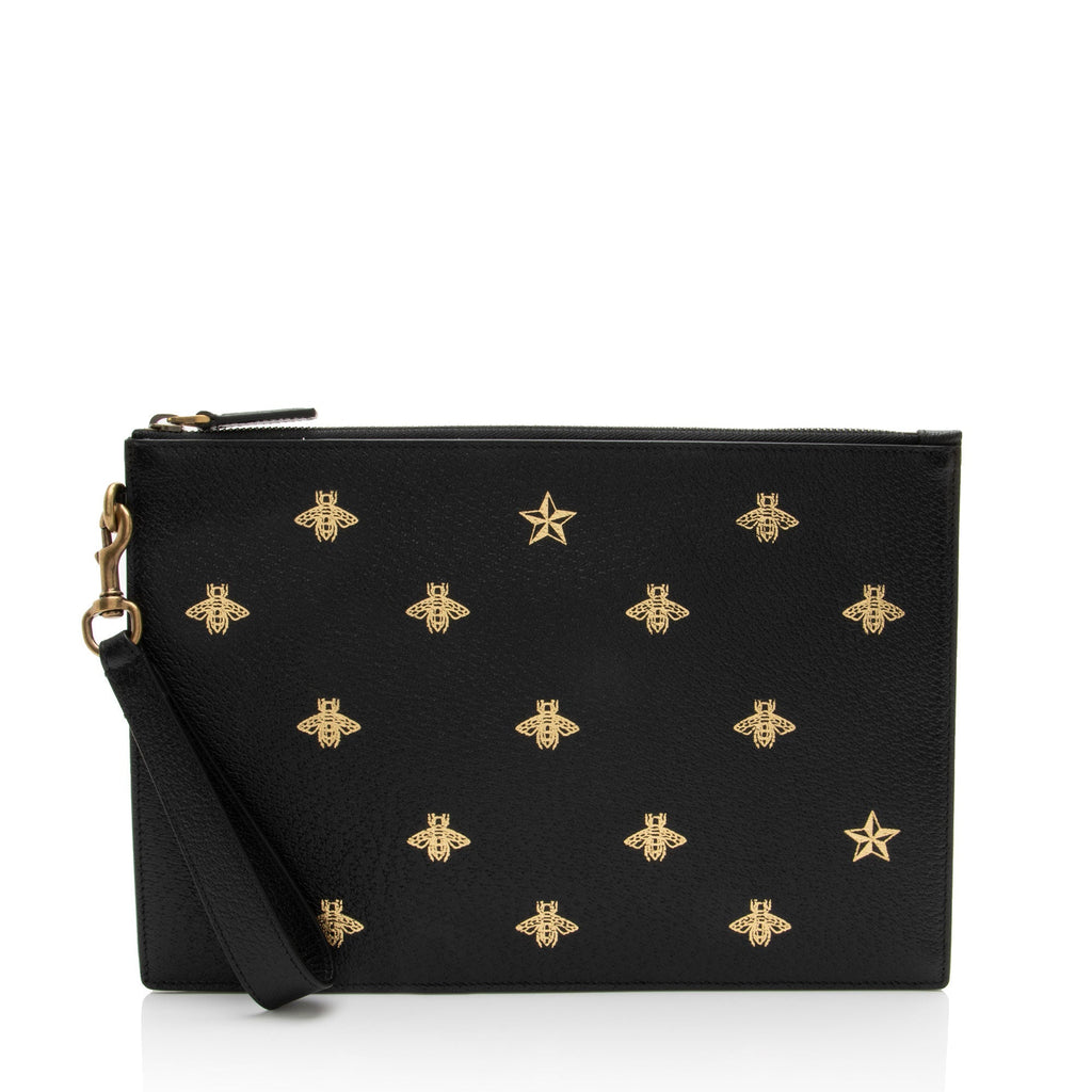 Gucci Calfskin Bee Wristlet