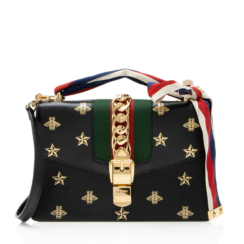 Gucci Calfskin Bee & Star Sylvie Small Shoulder Bag