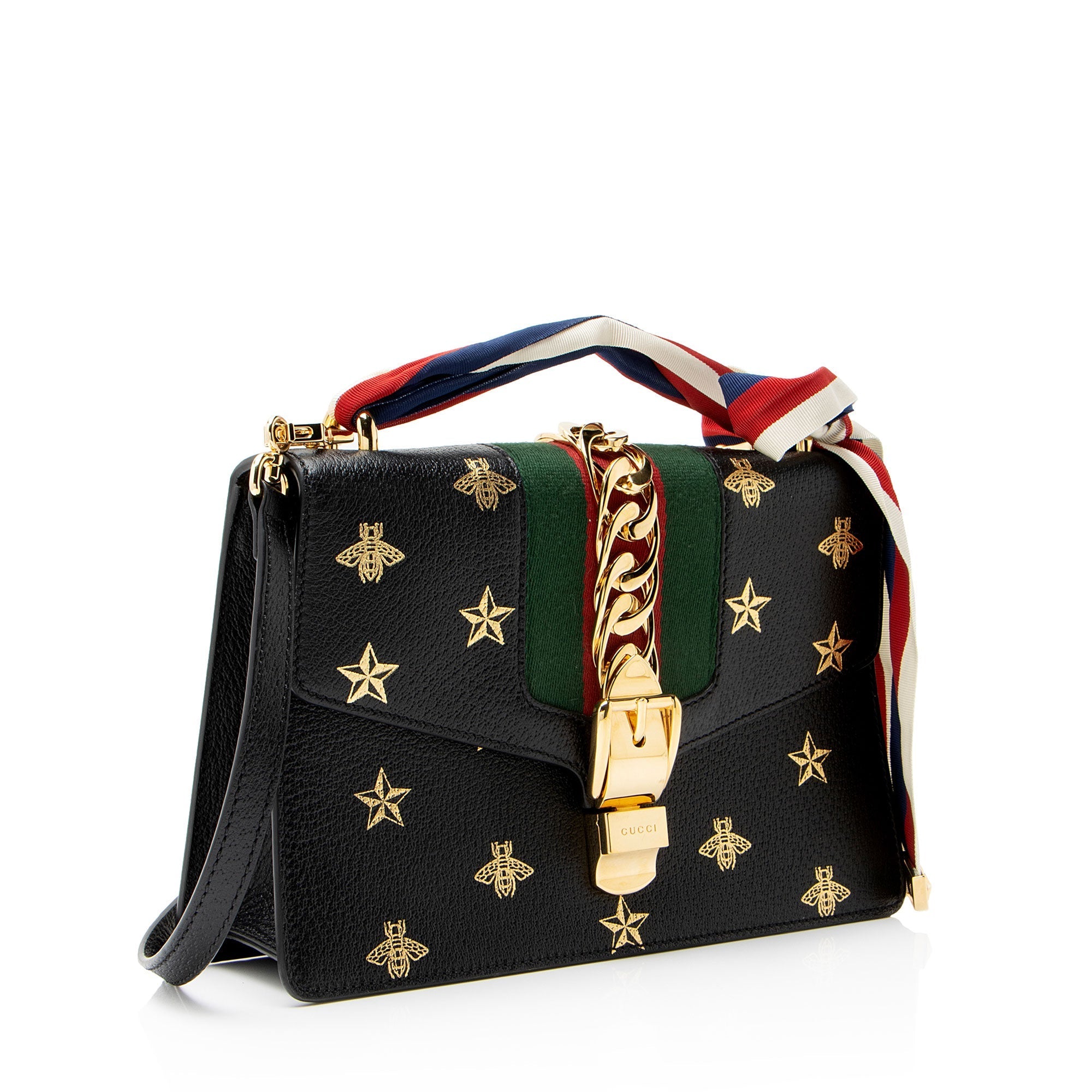Gucci Calfskin Bee & Star Sylvie Small Shoulder Bag