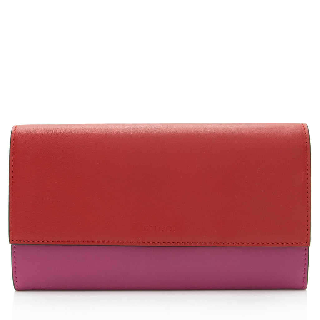 Gucci Calfskin Two-Tone Continental Wallet (SHF-fQrh9H)