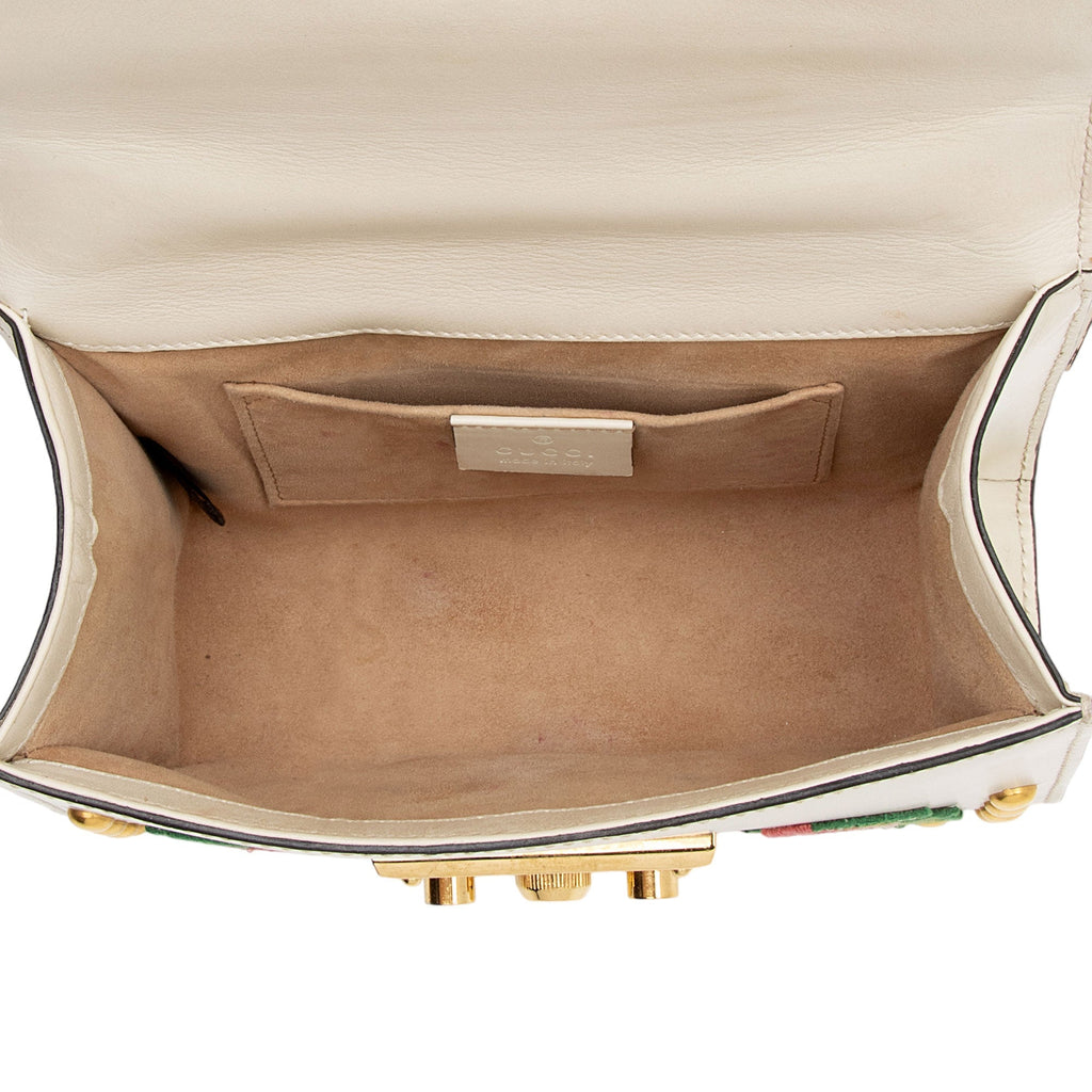 Gucci Calfskin Embroidered Padlock Small Shoulder Bag (SHF-IvAfyD)