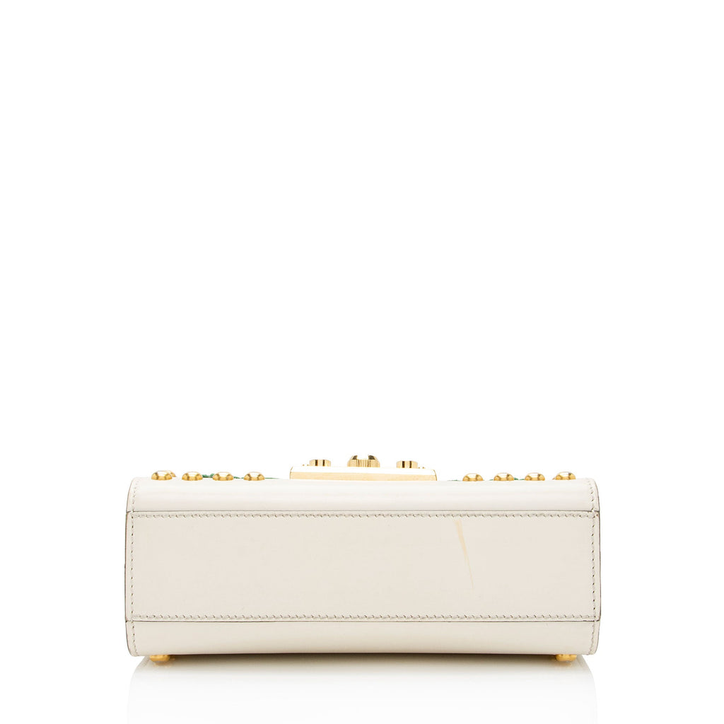 Gucci Calfskin Floral Studded Padlock Small Shoulder Bag (SHF-XfBq3s)