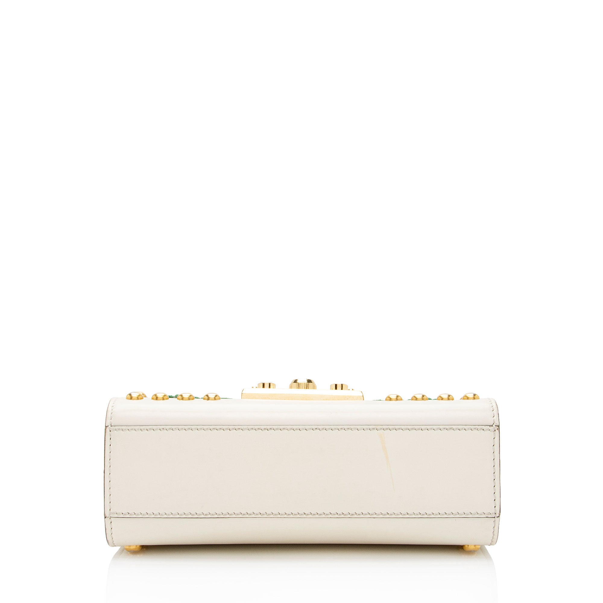 Gucci Calfskin Floral Studded Padlock Small Shoulder Bag (SHF-XfBq3s)