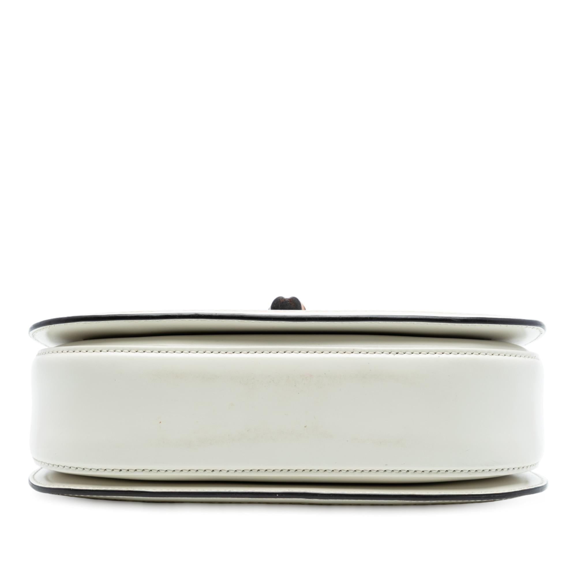Gucci Calfskin Frame Print Bamboo Top Handle Bag