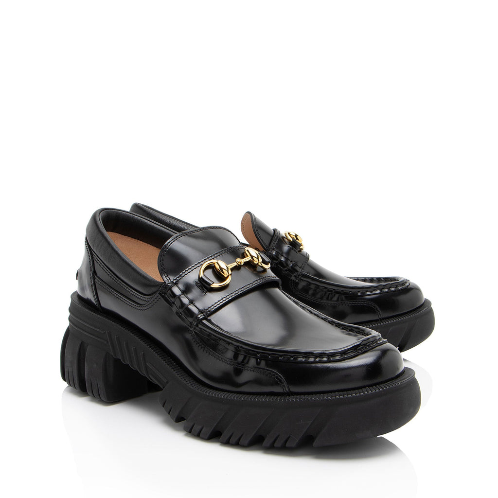 Gucci Leather Horsebit Lug Sole Loafers - Size 11 / 41