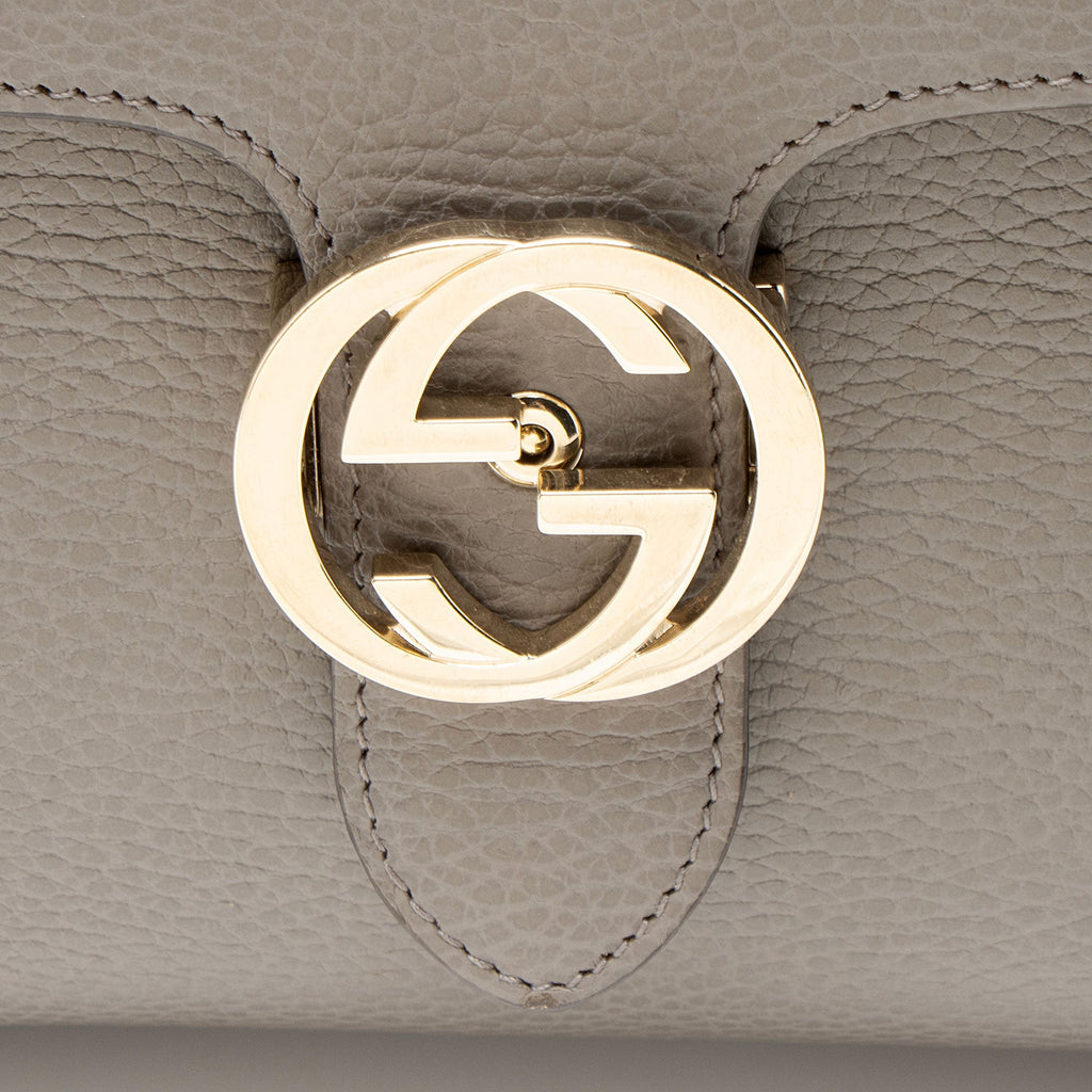 Gucci Calfskin Interlocking G Top Handle Medium Shoulder Bag
