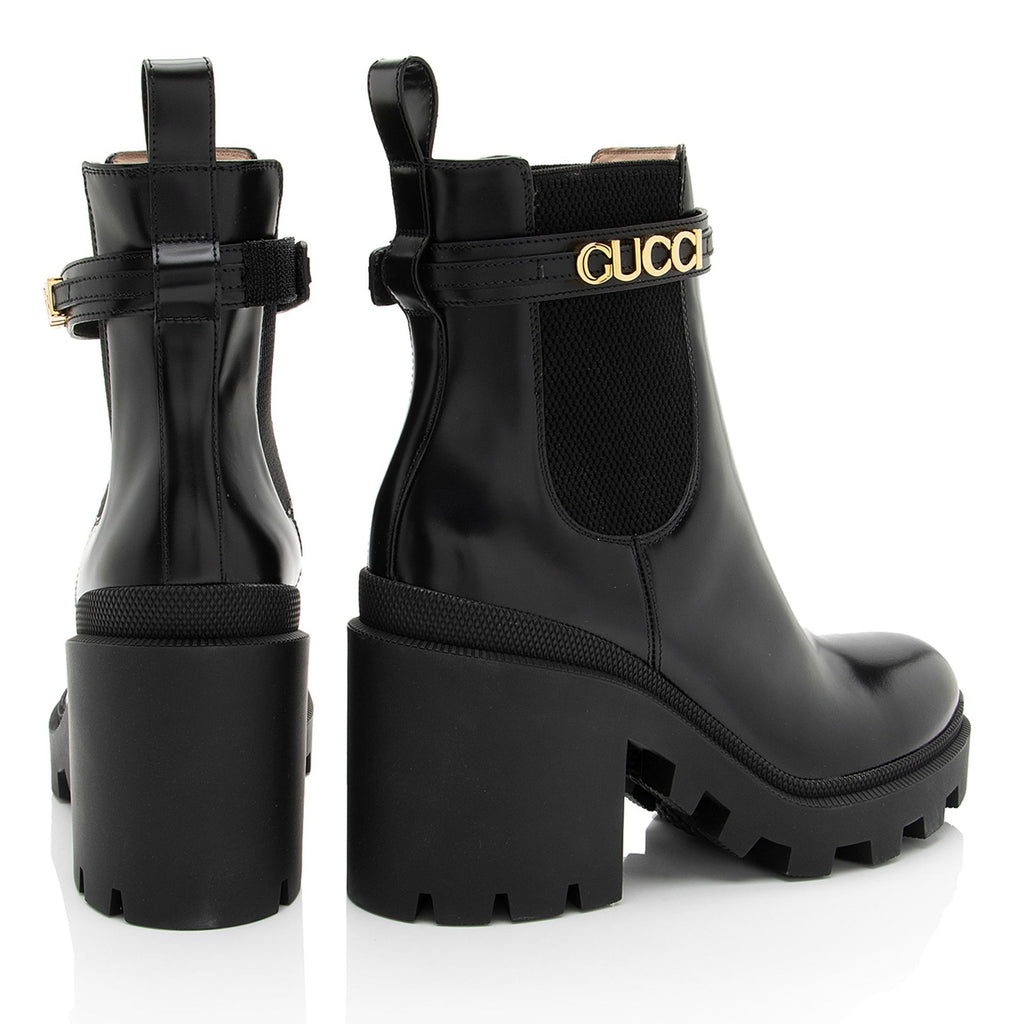 Gucci Calfskin Logo Trip Platform Boots - Size 10 / 40