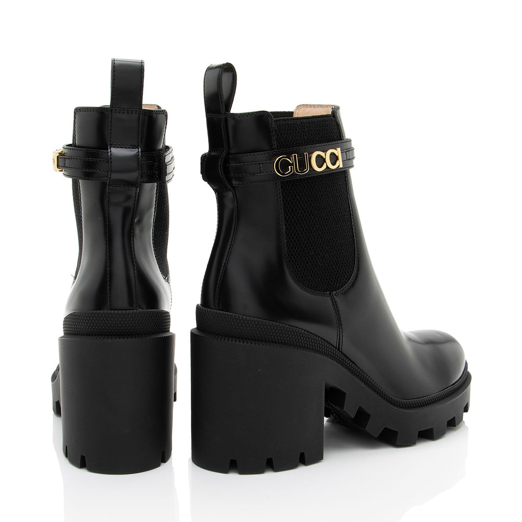 Gucci Calfskin Logo Trip Platform Boots - Size 9.5 / 39.5