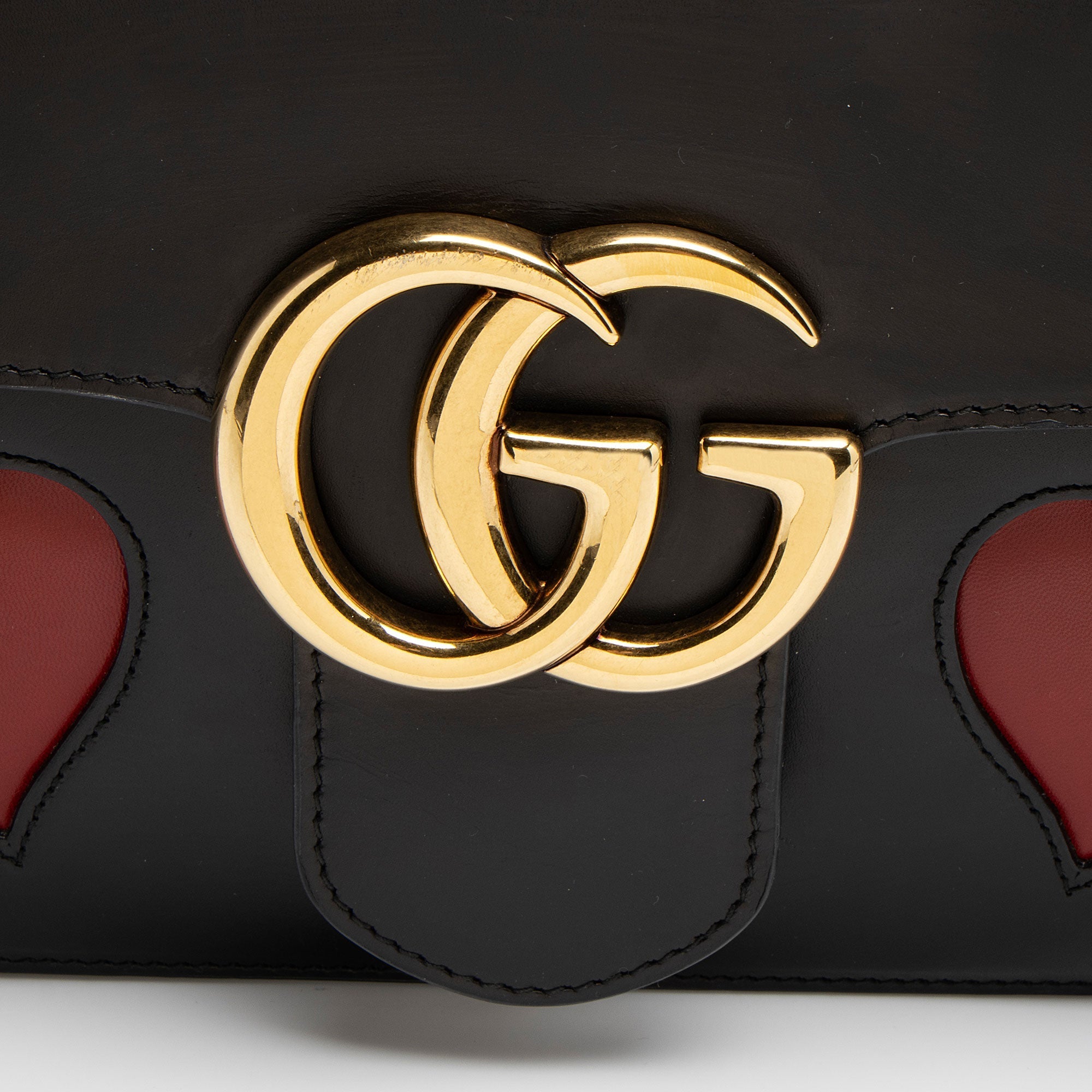 Gucci Calfskin Malaga Kid Heart GG Marmont Medium Flap Bag