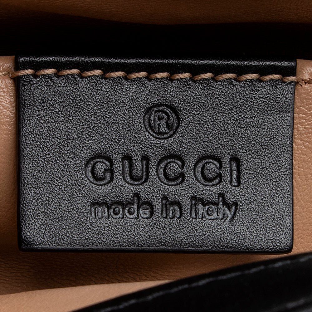 Gucci Calfskin Pearl Bee Broadway Mini Shoulder Bag (SHF-21311)