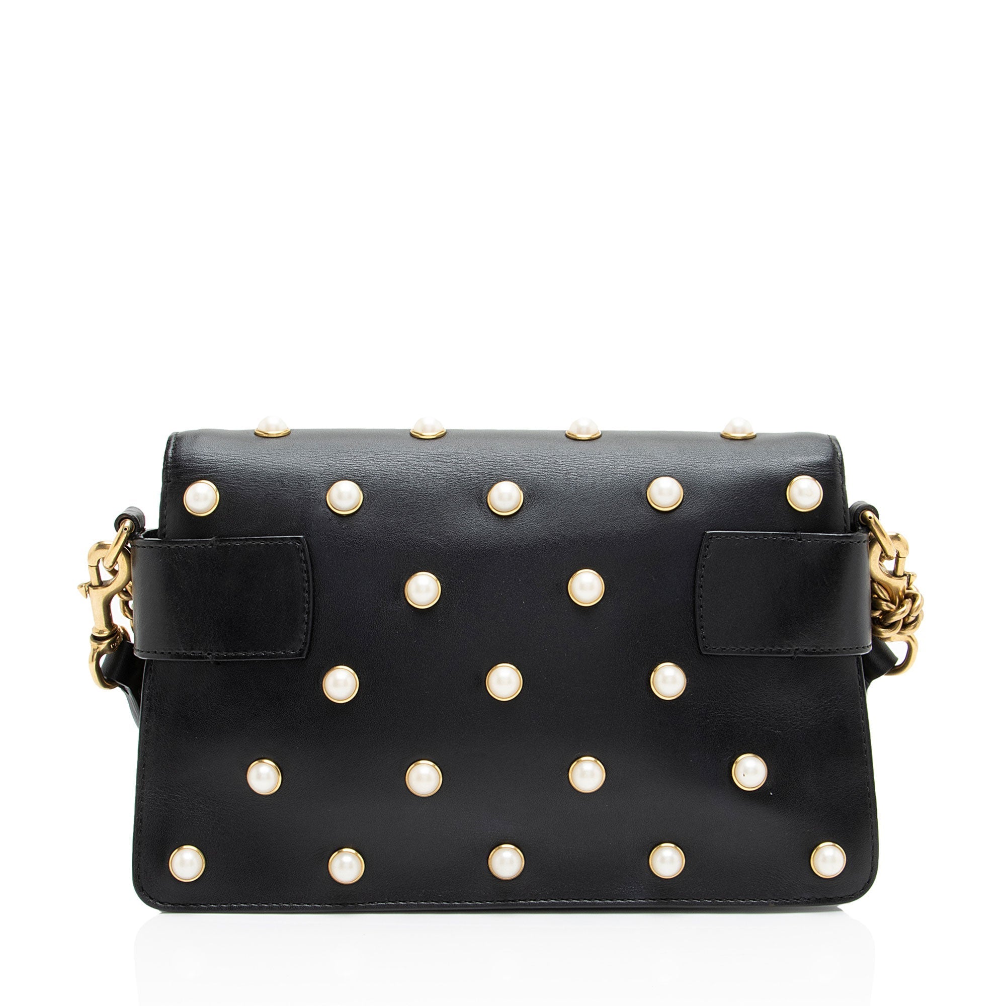 Gucci Calfskin Pearl Bee Broadway Mini Shoulder Bag