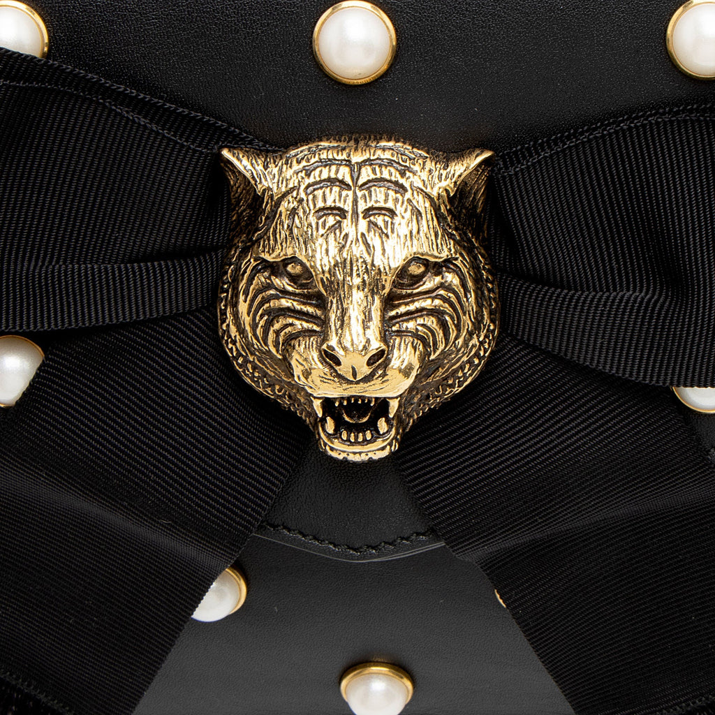 Gucci Calfskin Pearl Tiger Broadway Mini Shoulder Bag