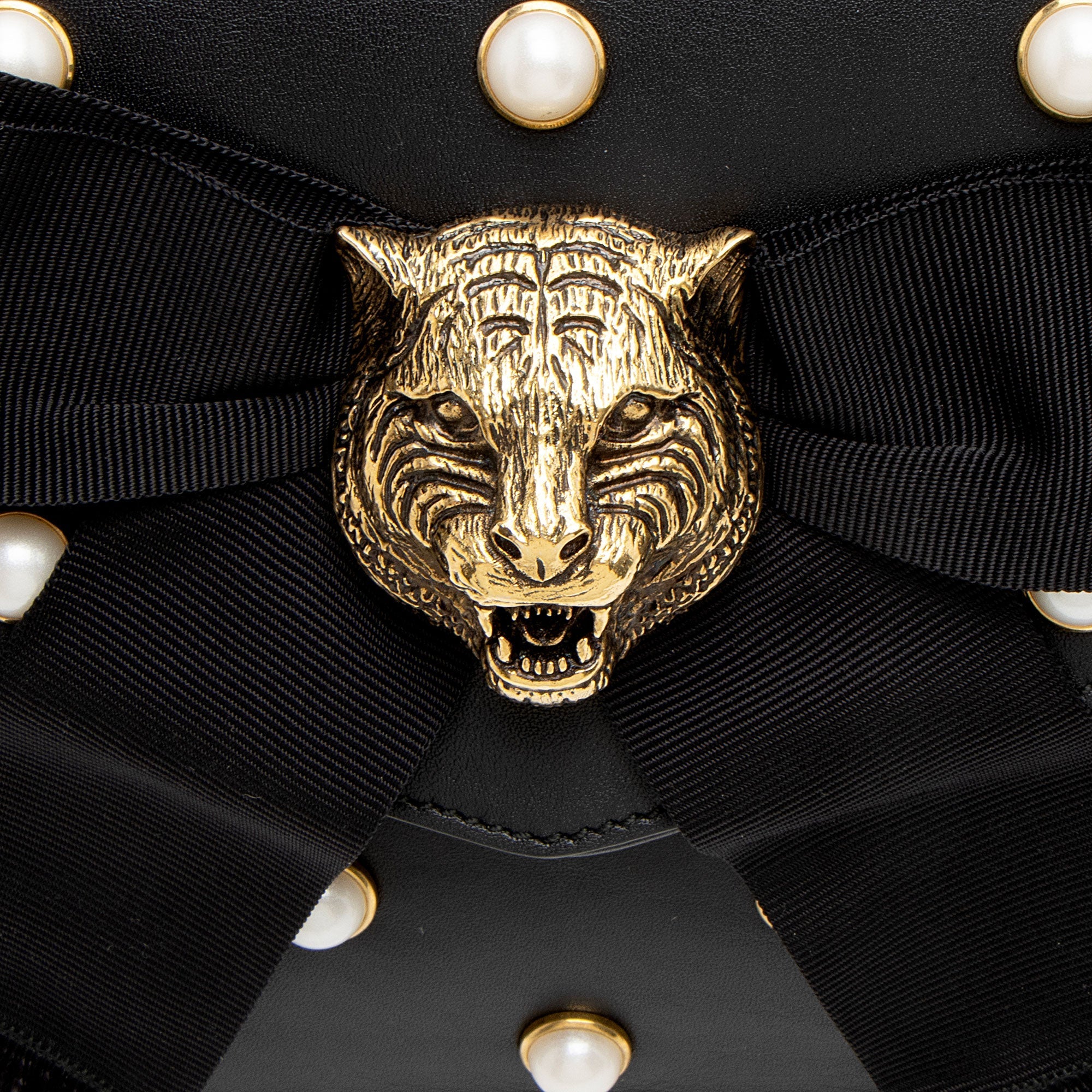 Gucci Calfskin Pearl Tiger Broadway Mini Shoulder Bag