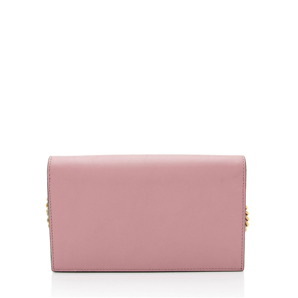 Gucci Calfskin Peony Pearly Mini Wallet on Chain