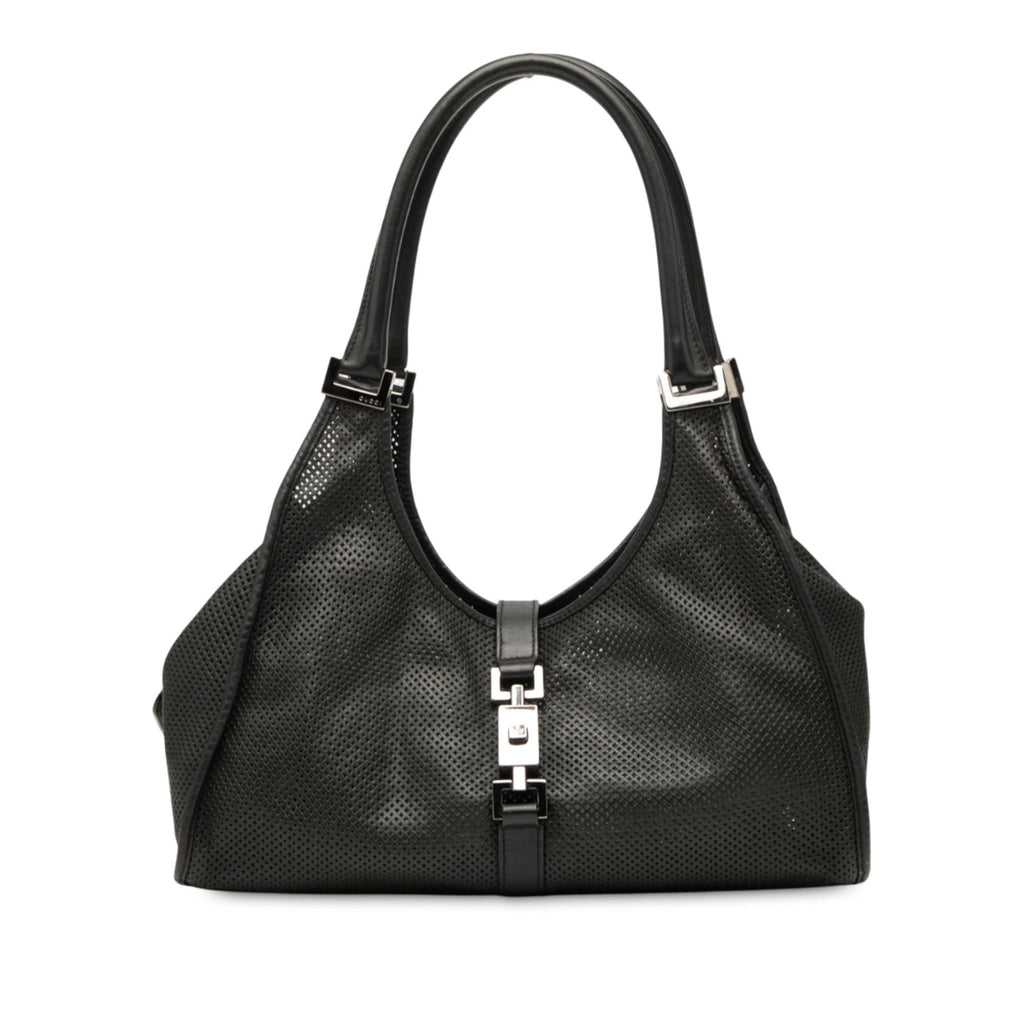 Gucci Calfskin Perforated Jackie Bardot Shoulder Bag