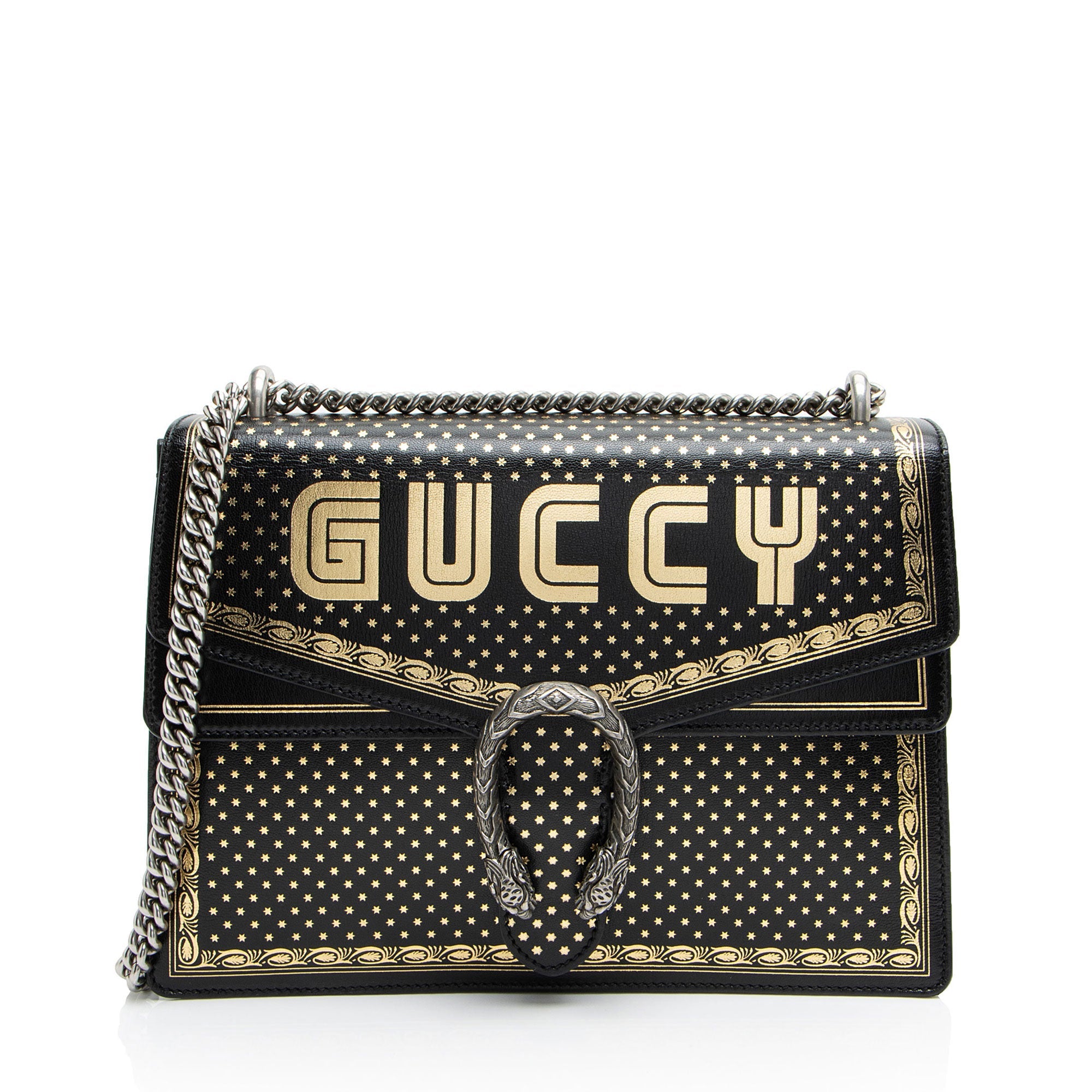 Gucci Calfskin Star Print Guccy Dionysus Large Shoulder Bag