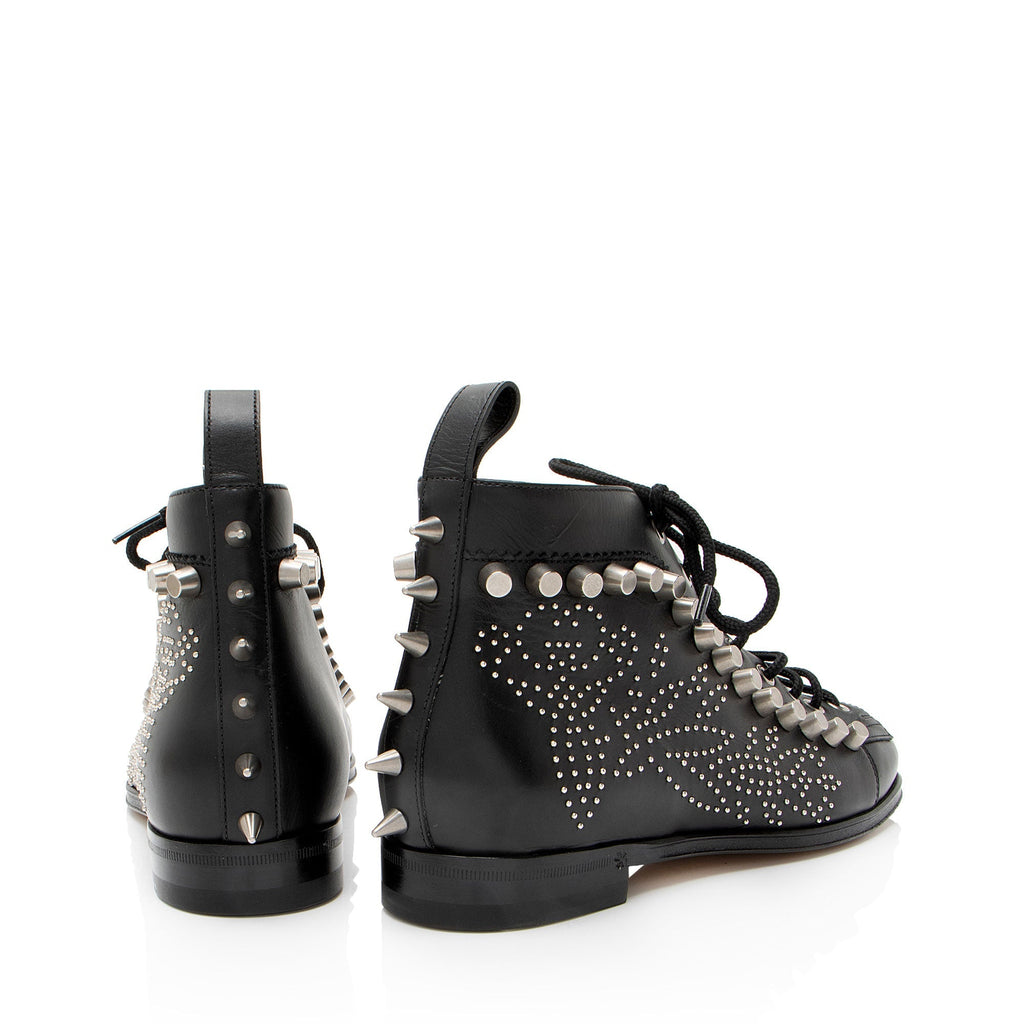 Gucci Calfskin Studded Jakarta Brogue Ankle Boots - Size 8 / 38