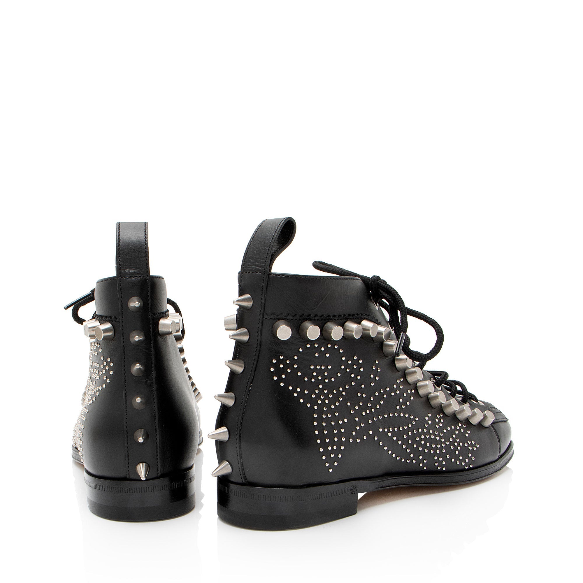 Gucci Calfskin Studded Jakarta Brogue Ankle Boots - Size 8 / 38