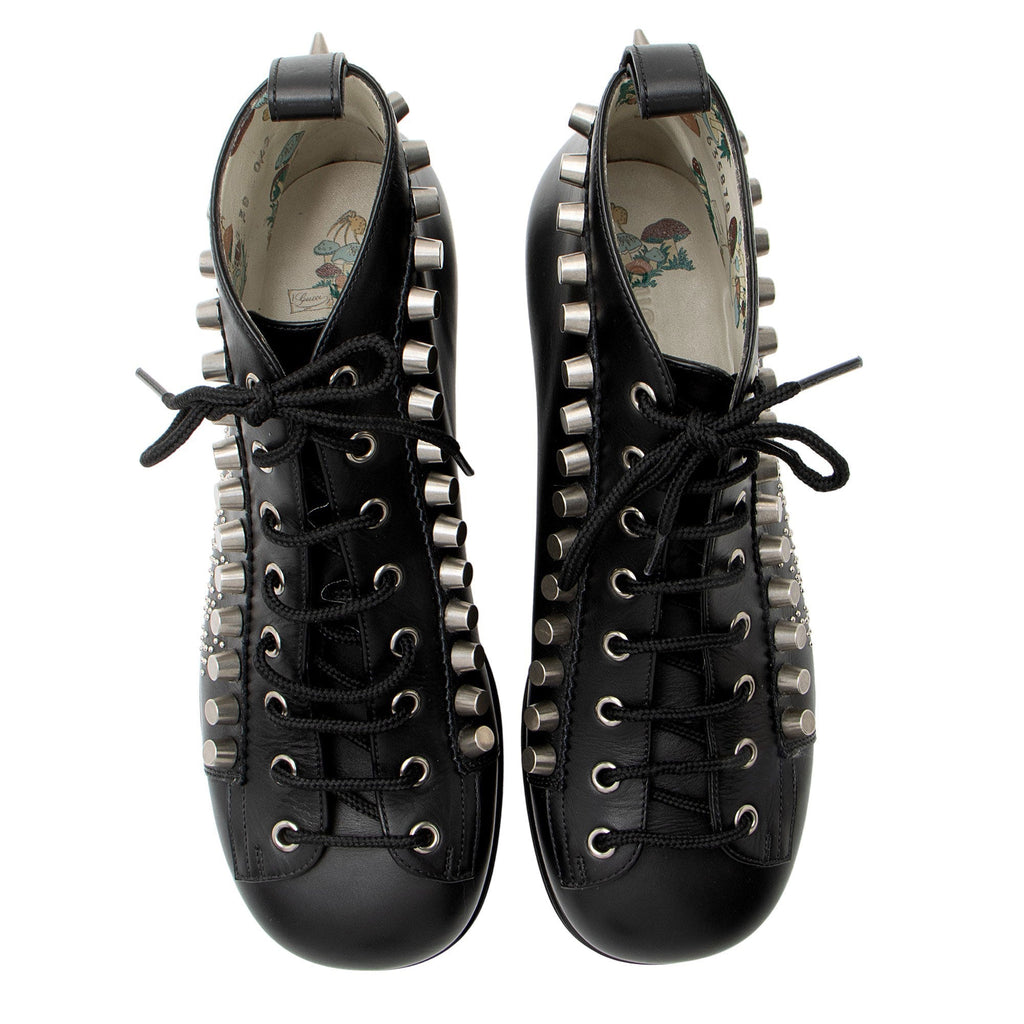 Gucci Calfskin Studded Jakarta Brogue Ankle Boots - Size 8 / 38
