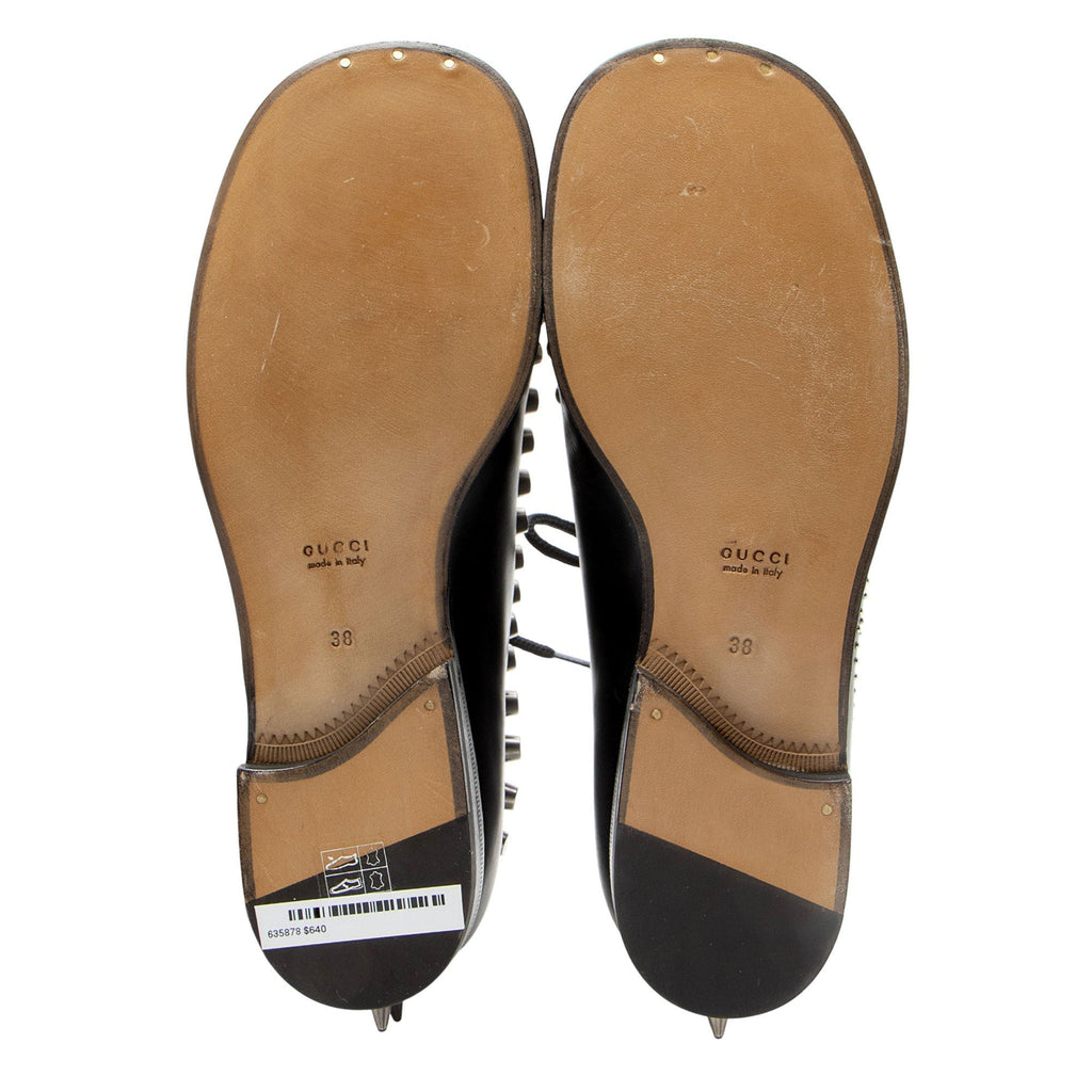 Gucci Calfskin Studded Jakarta Brogue Ankle Boots - Size 8 / 38