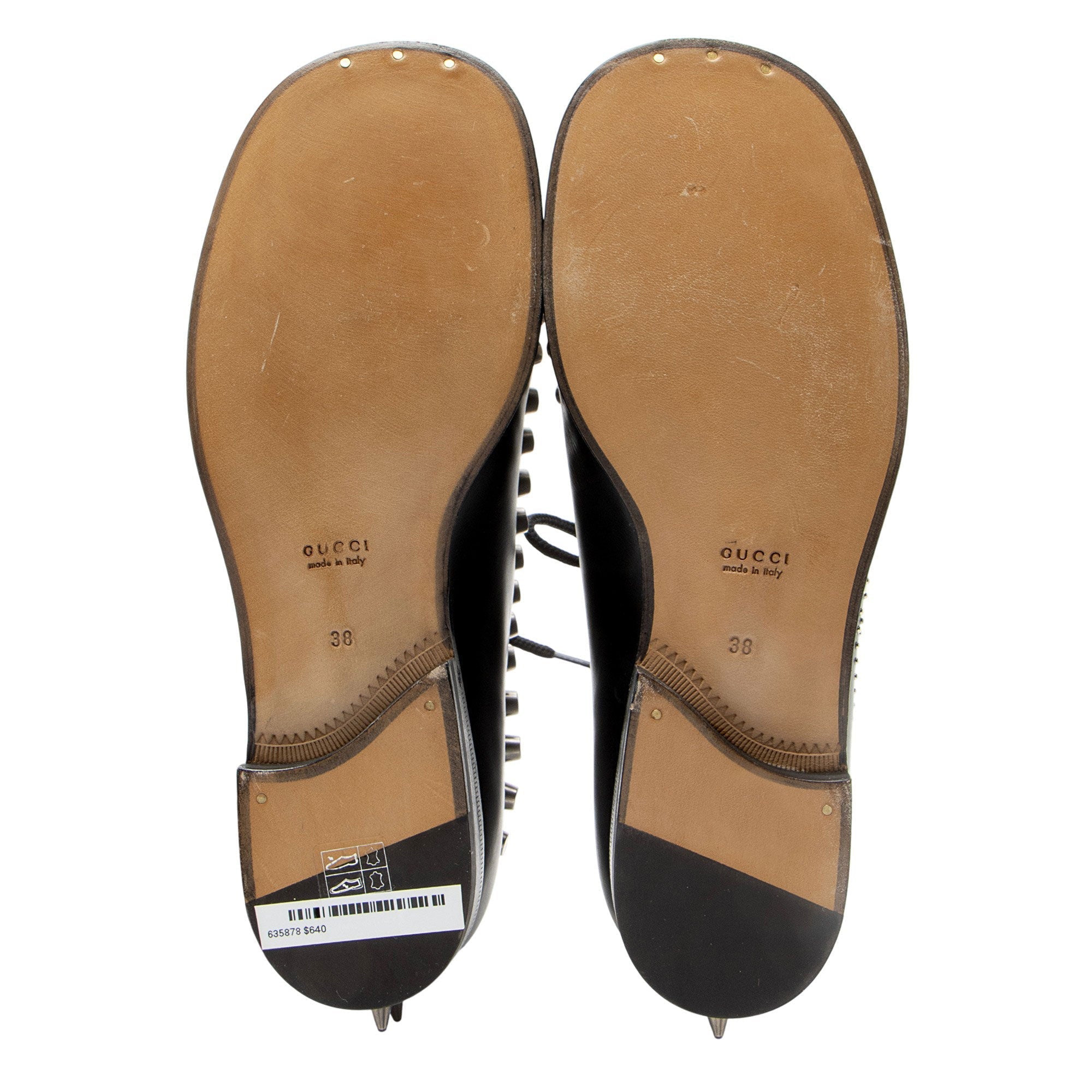 Gucci Calfskin Studded Jakarta Brogue Ankle Boots - Size 8 / 38