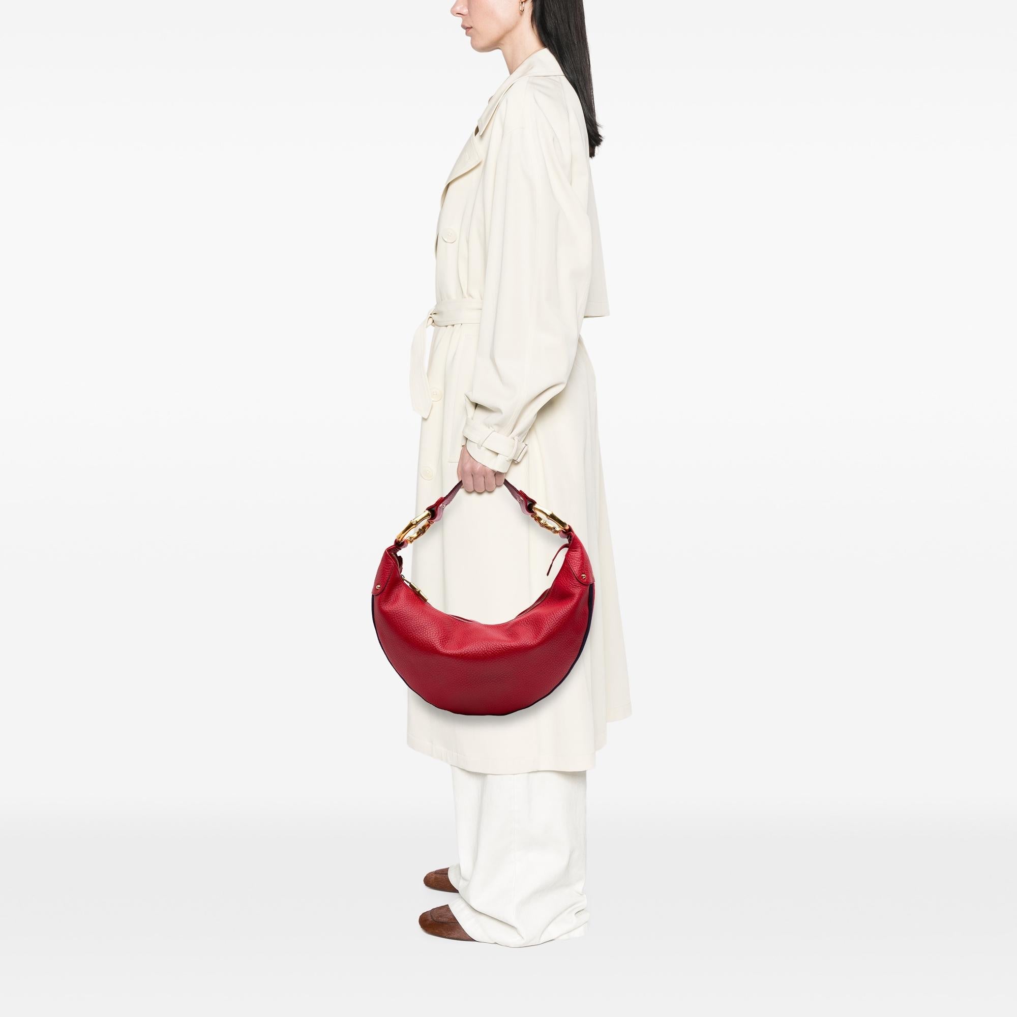 Gucci Calfskin Web Bamboo Ring Hobo