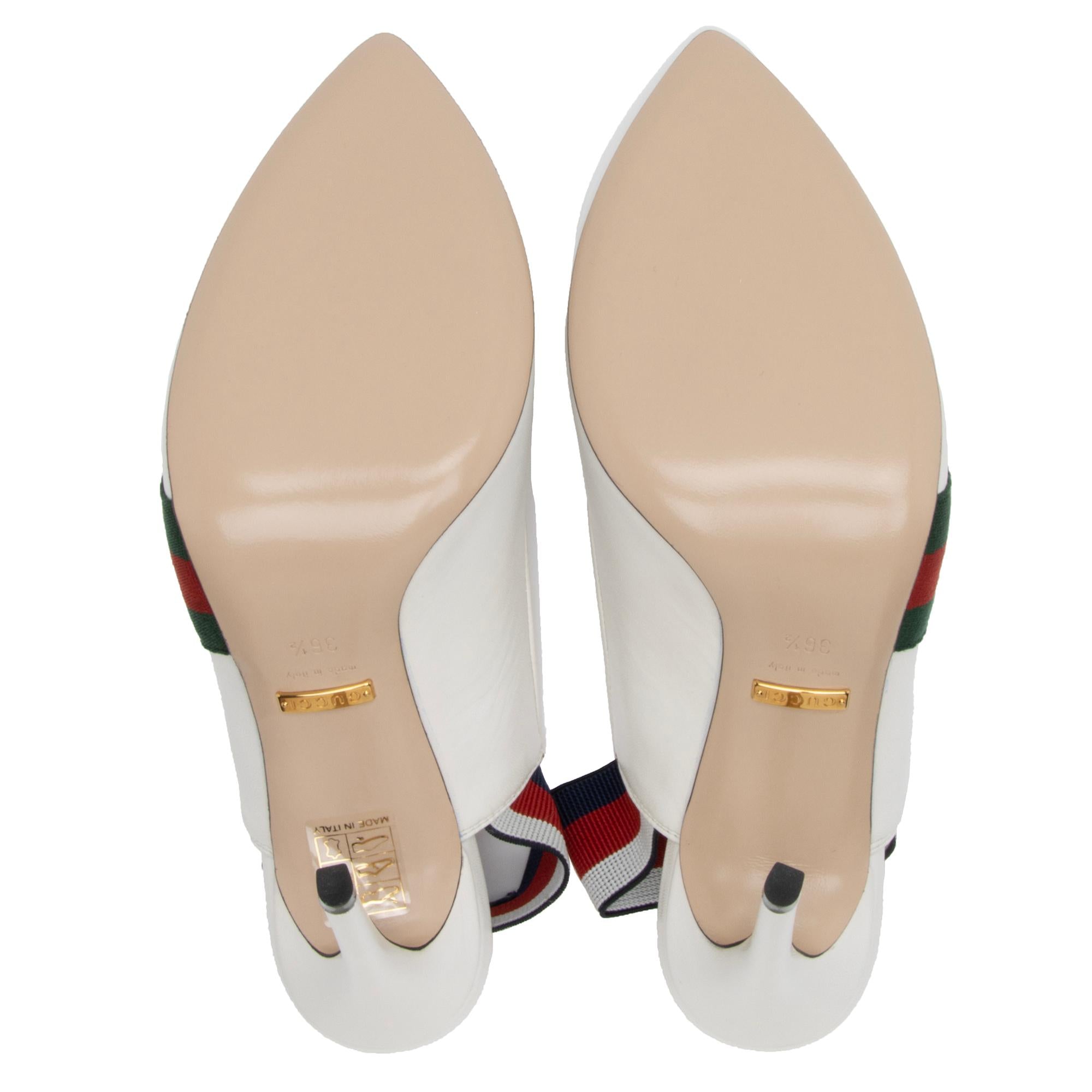 Gucci Calfskin Web Bee Sylvie Slingback Pumps - Size 6.5 / 36.5 (SHF-hhqF0r)
