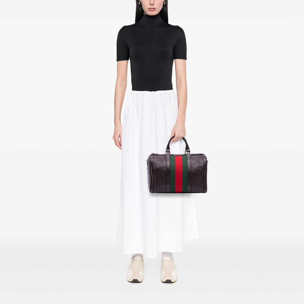 Gucci Calfskin Web Joy Boston Bag