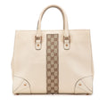 Gucci Calfskin and GG Canvas Nailhead Tote