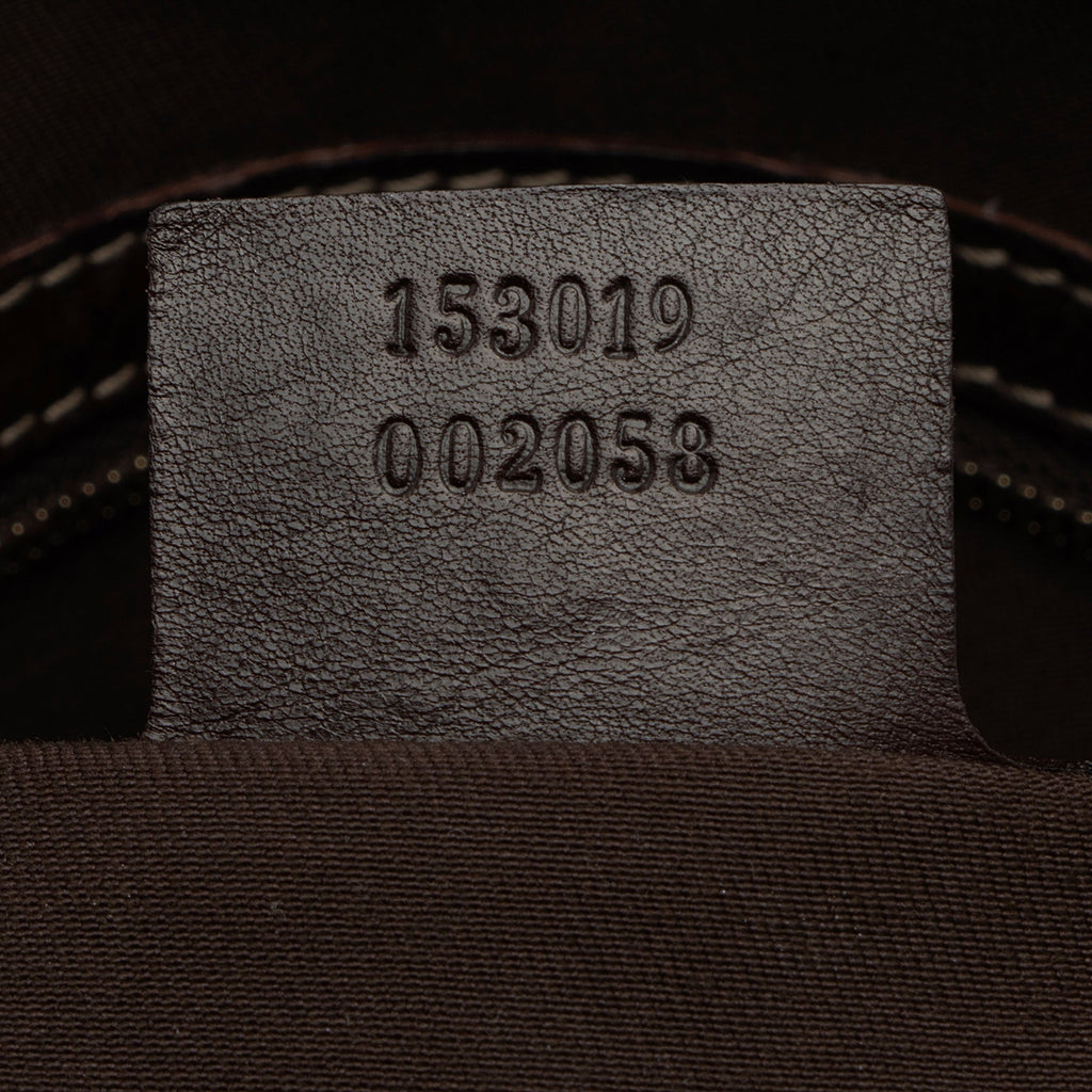 Gucci Horsebit Canvas Bamboo Satchel