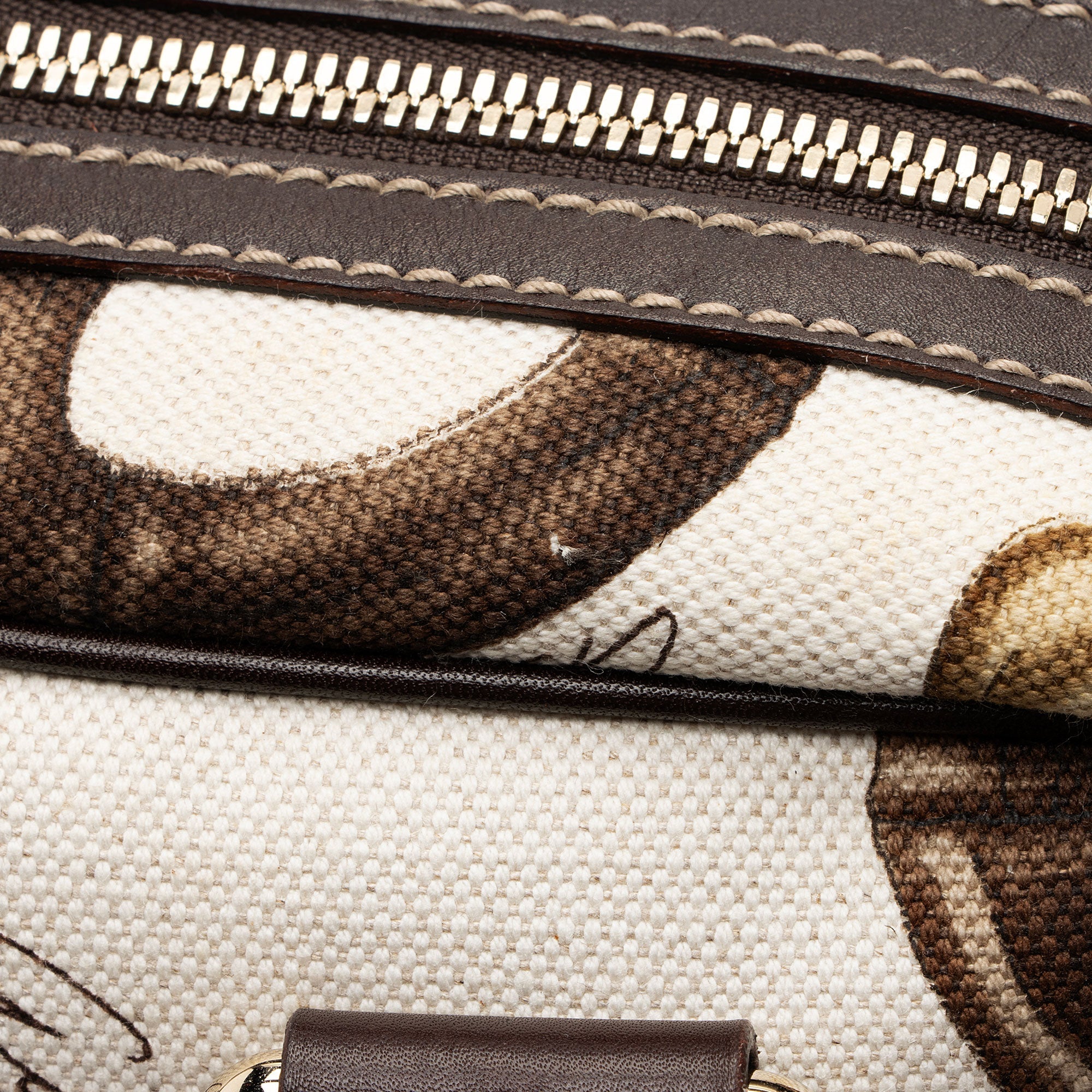 Gucci Horsebit Canvas Bamboo Satchel