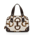 Gucci Horsebit Canvas Bamboo Satchel