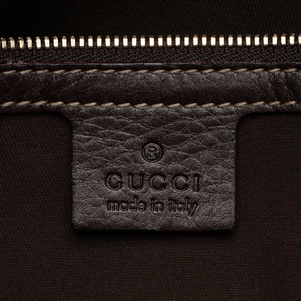 Gucci Horsebit Canvas Bamboo Satchel