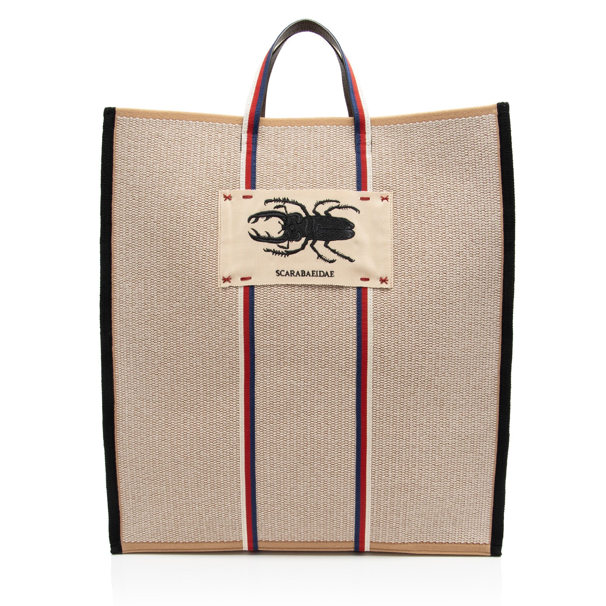 Gucci Canvas Embroidered Floral Vertical Tote (SHF-tGiQY1)