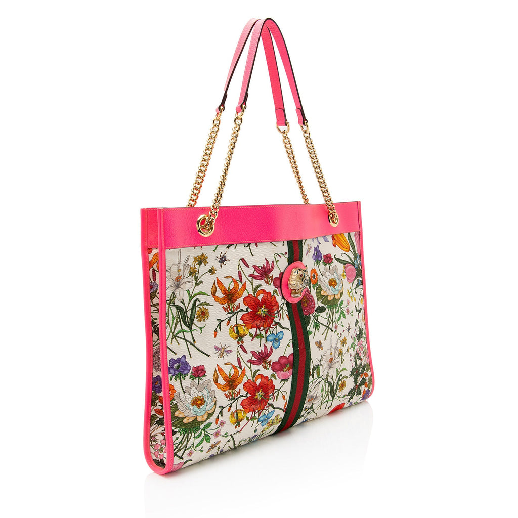 Gucci Canvas Flora Rajah Large Tote