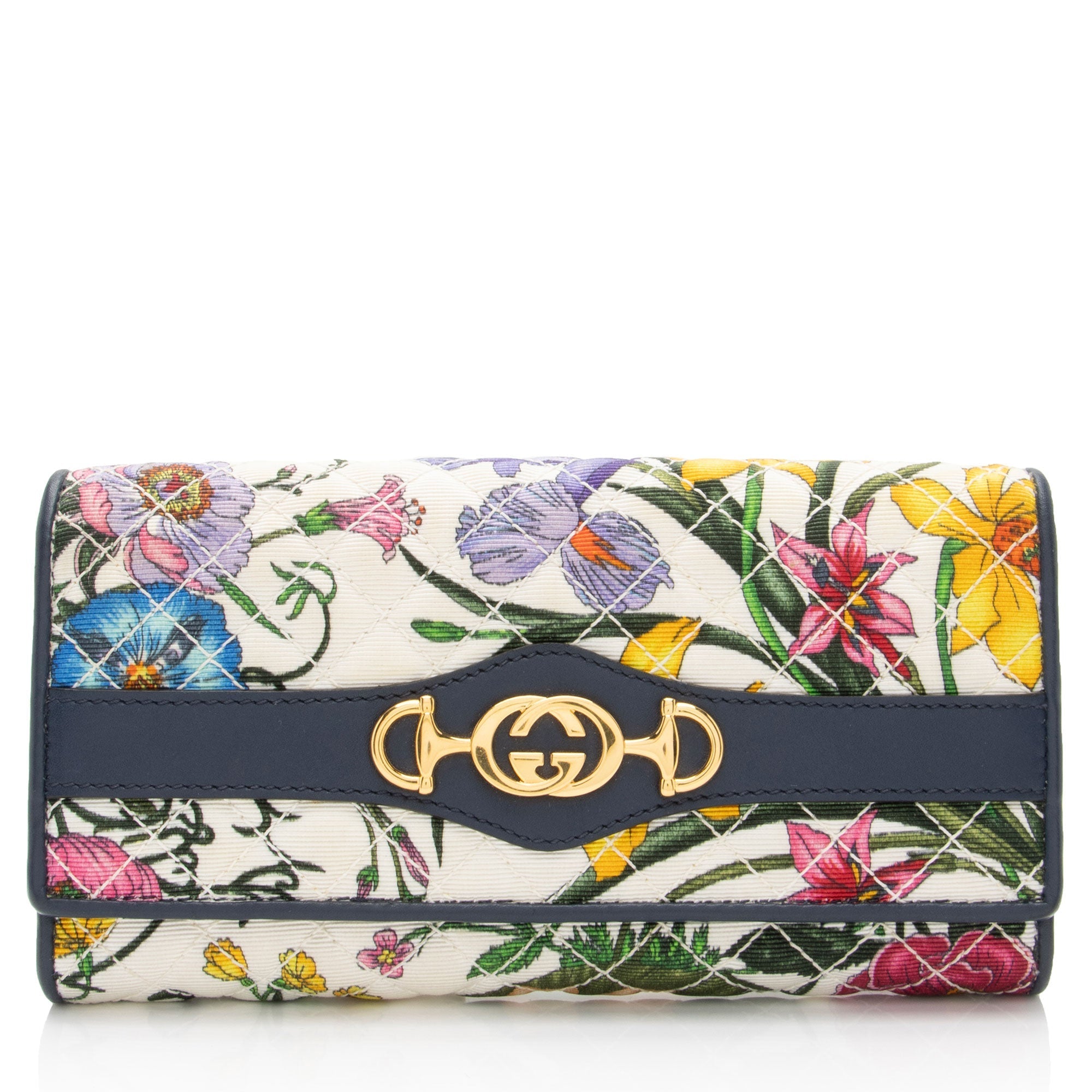 Gucci Canvas Flora Zumi Continental Wallet (SHF-SdfXJs)