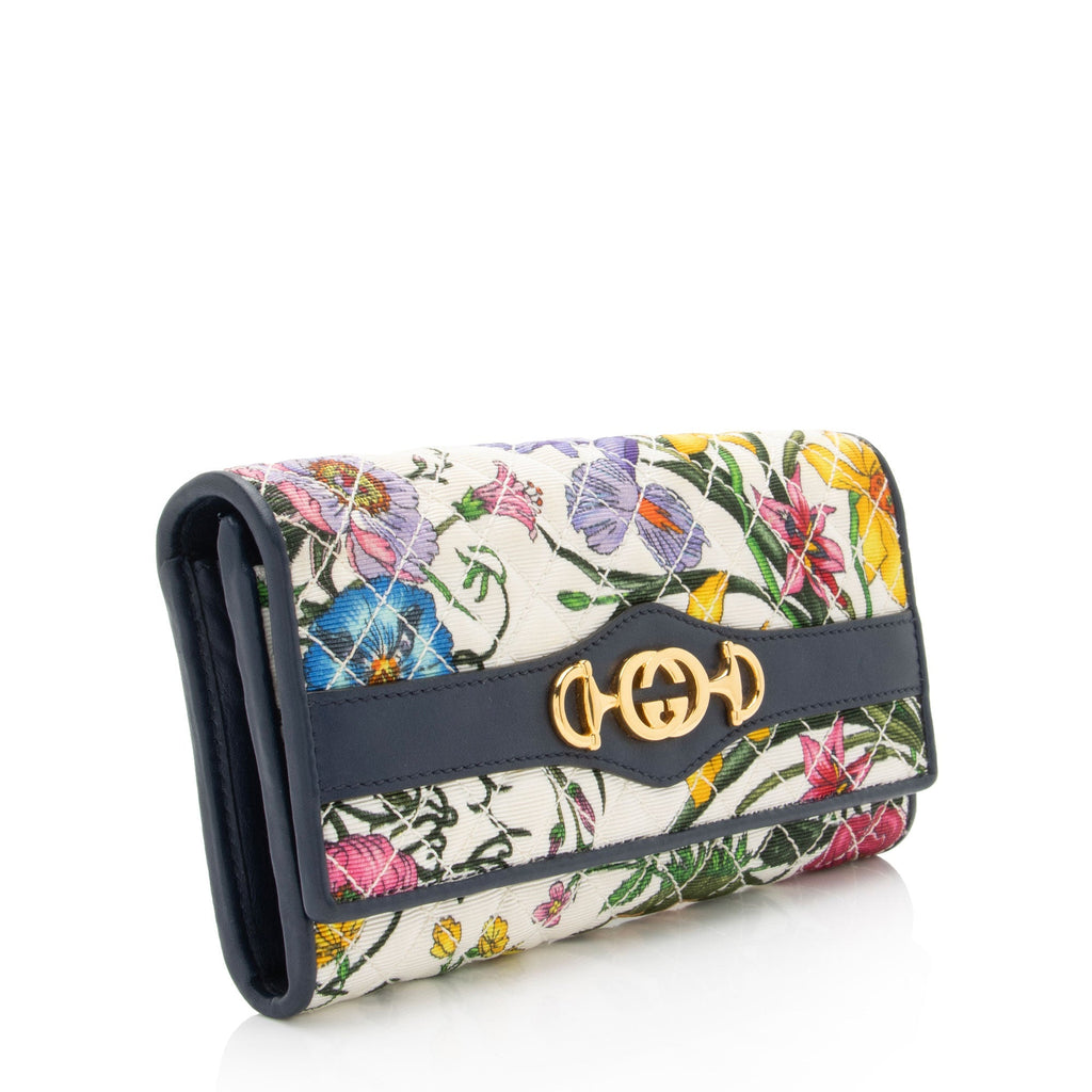 Gucci Canvas Flora Zumi Continental Wallet (SHF-SdfXJs)