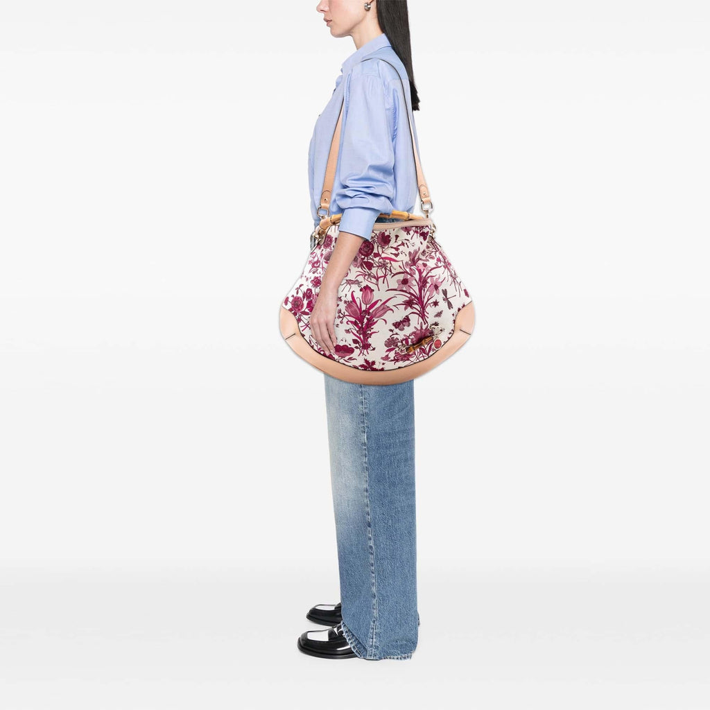 Gucci Canvas Floral Peggy Bamboo Hobo