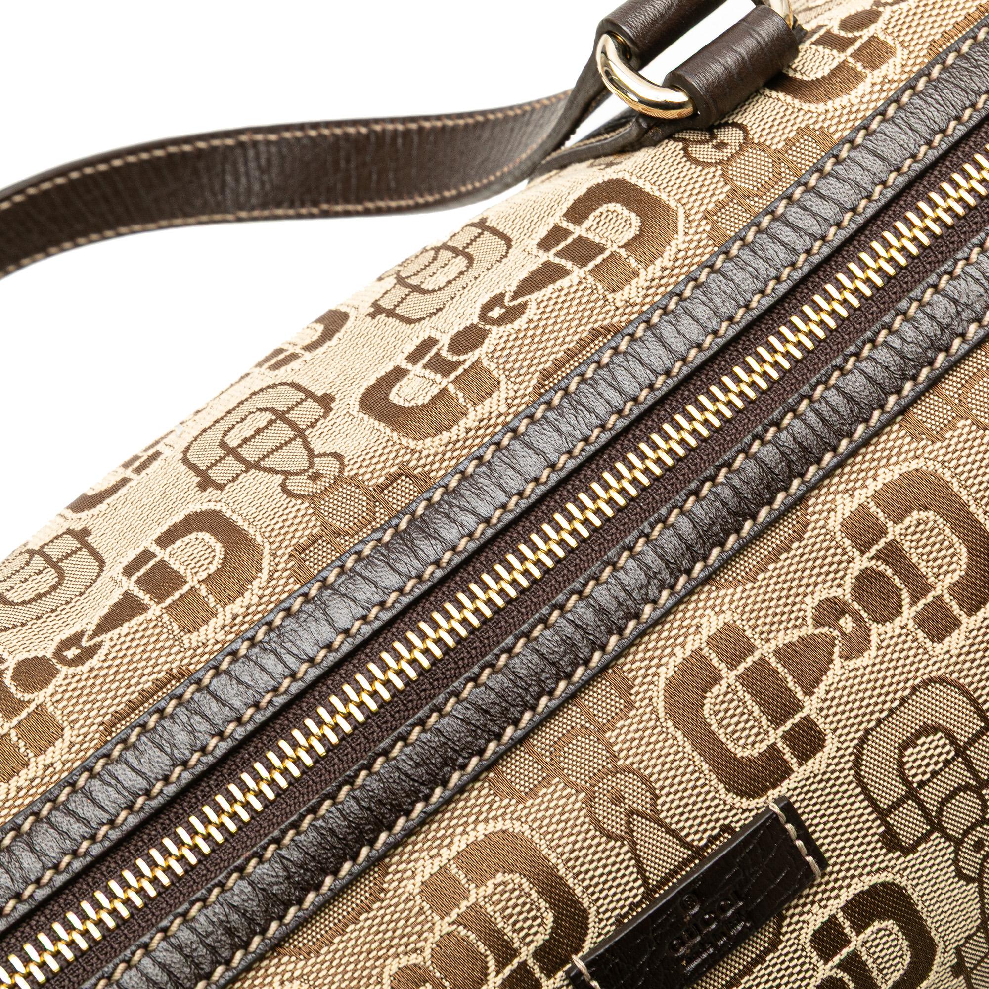 Gucci Canvas Horsebit Charmy Boston Bag