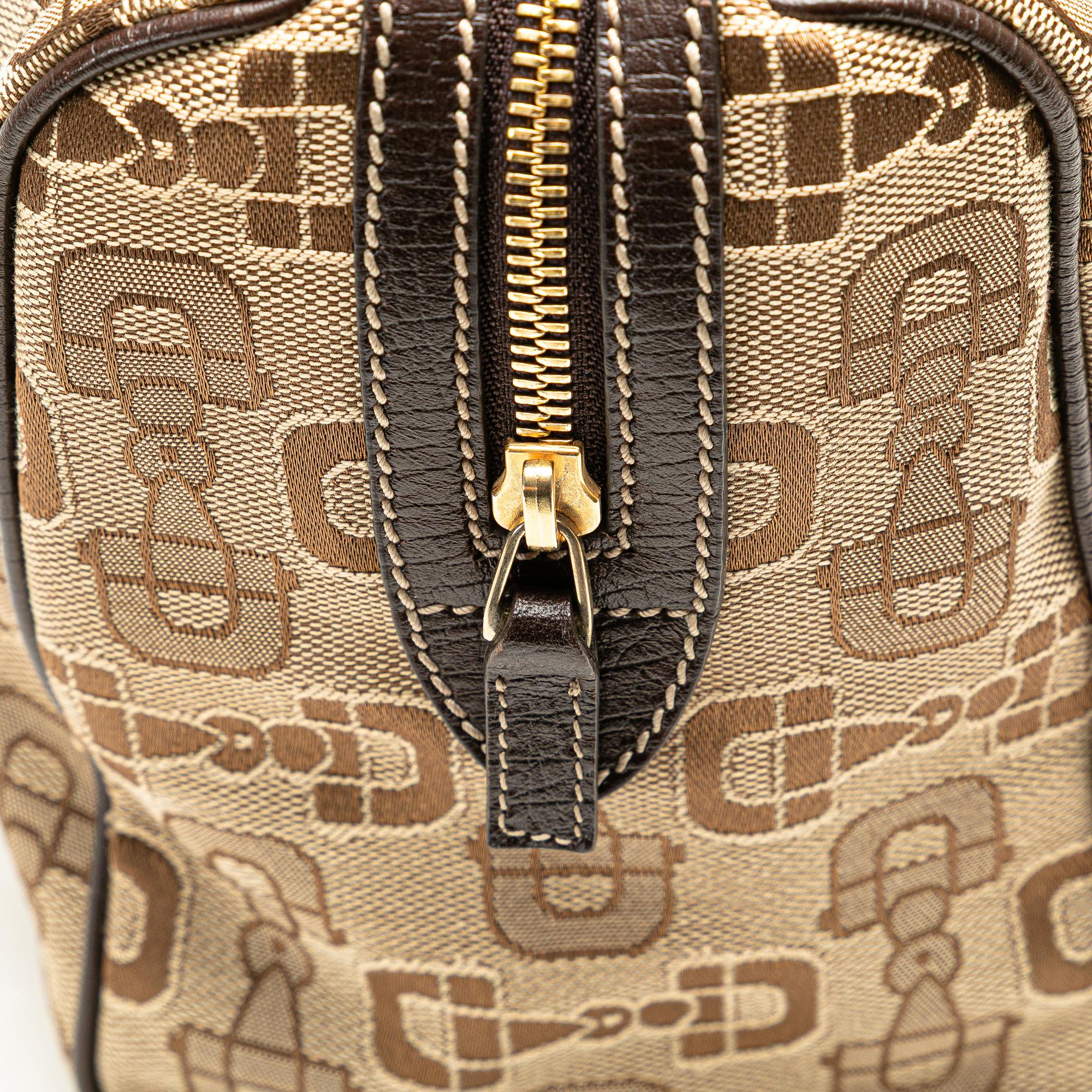 Gucci Canvas Horsebit Charmy Boston Bag